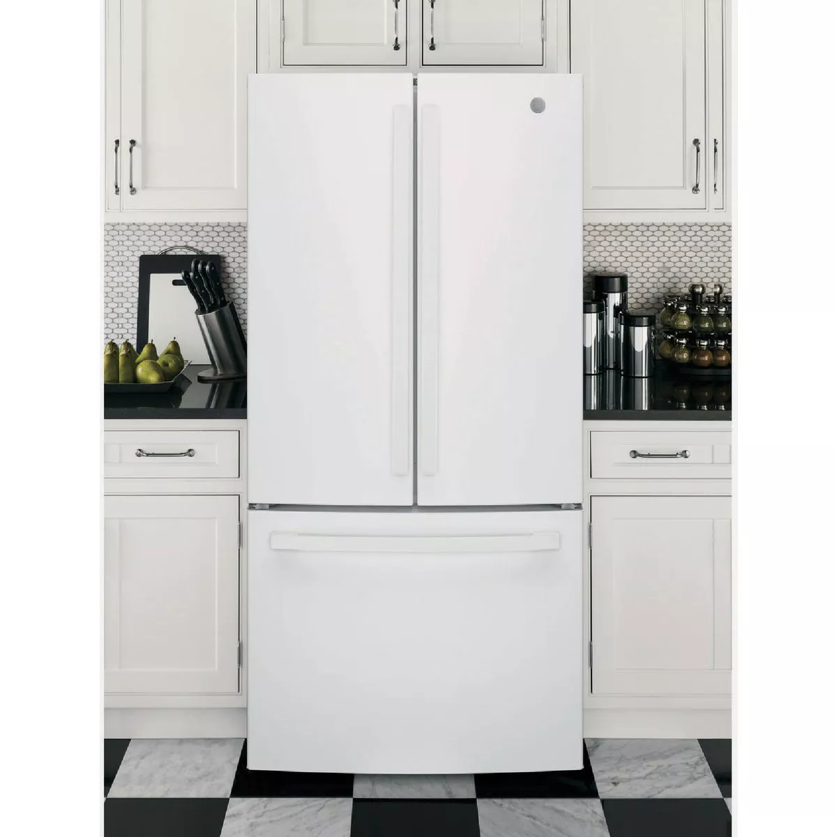 GE 27.0 Cu. Ft. French Door Refrigerator, White - photo 3