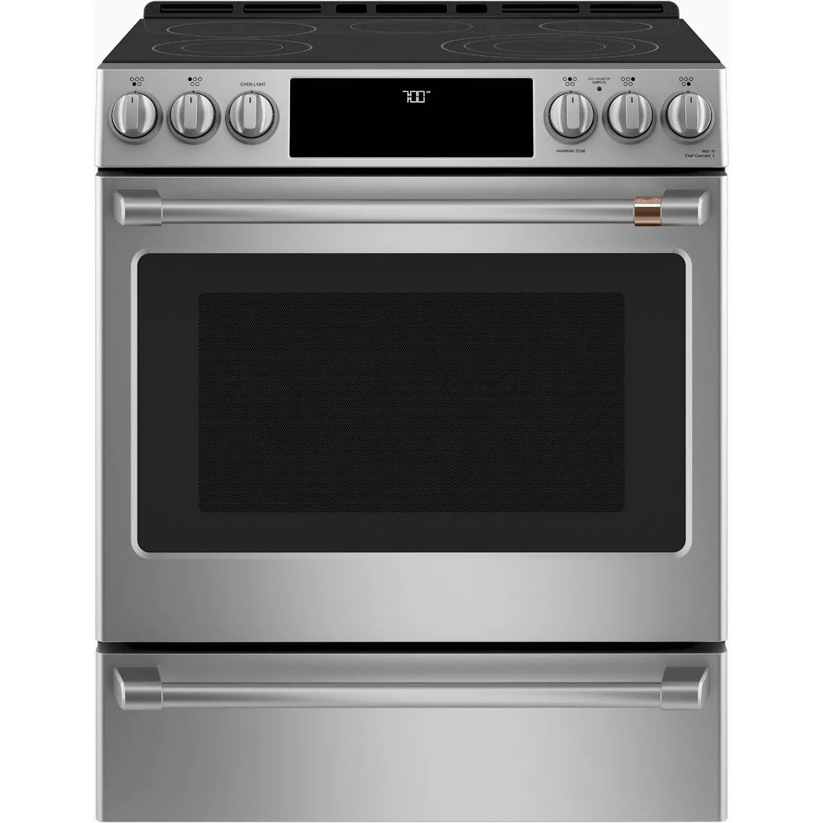 Cafe 30 In. 5.7 Cu. Ft. 5 Burner Smart Slide-In Electric Range with True Convection & Air Fry, Stainless Steel