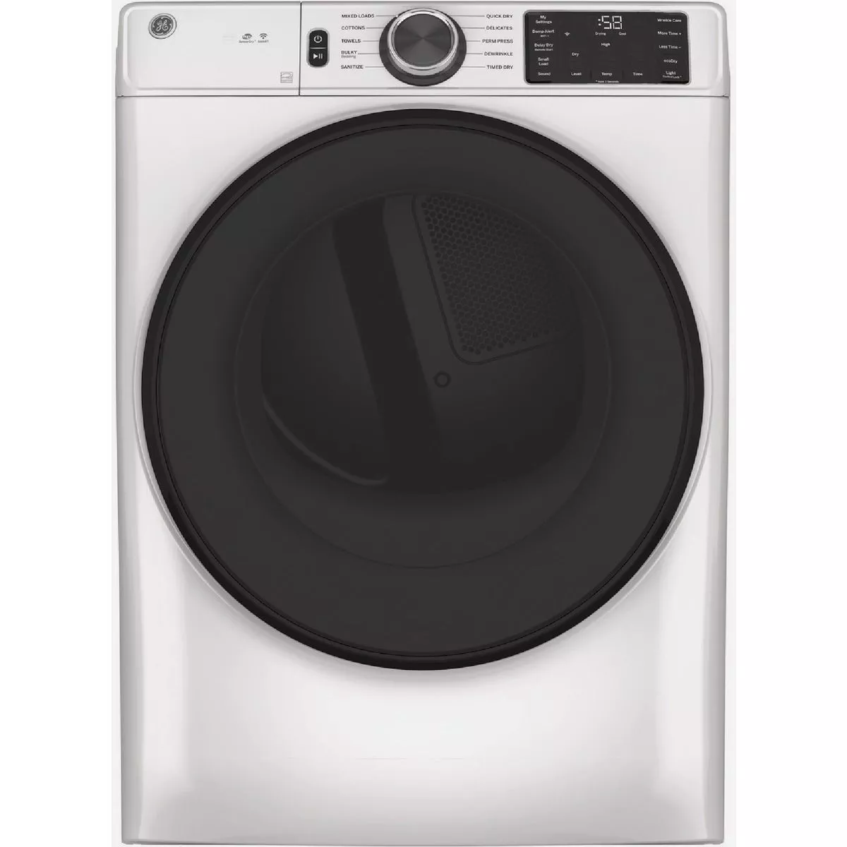 GE 7.8 Cu. Ft. Smart Front Load Electric Dryer with Sanitize Cycle, White