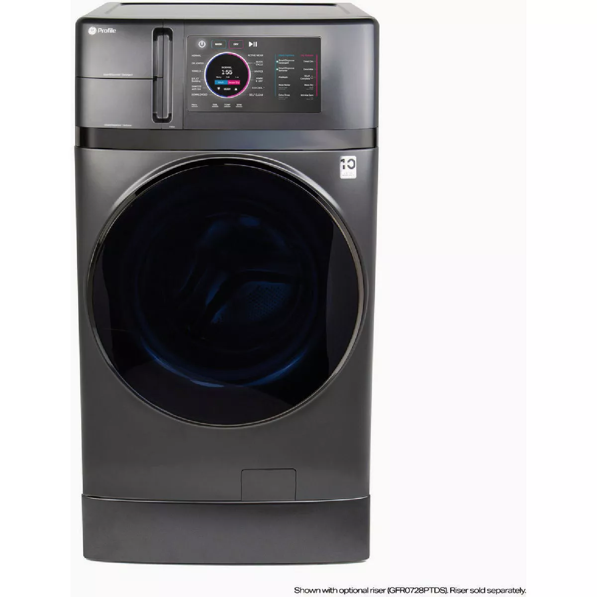 GE Profile 28 In. 4.8 Cu. Ft. UltraFast Combo Front Load Washer Dryer with Ventless Heat Pump Technology, Carbon Graphite