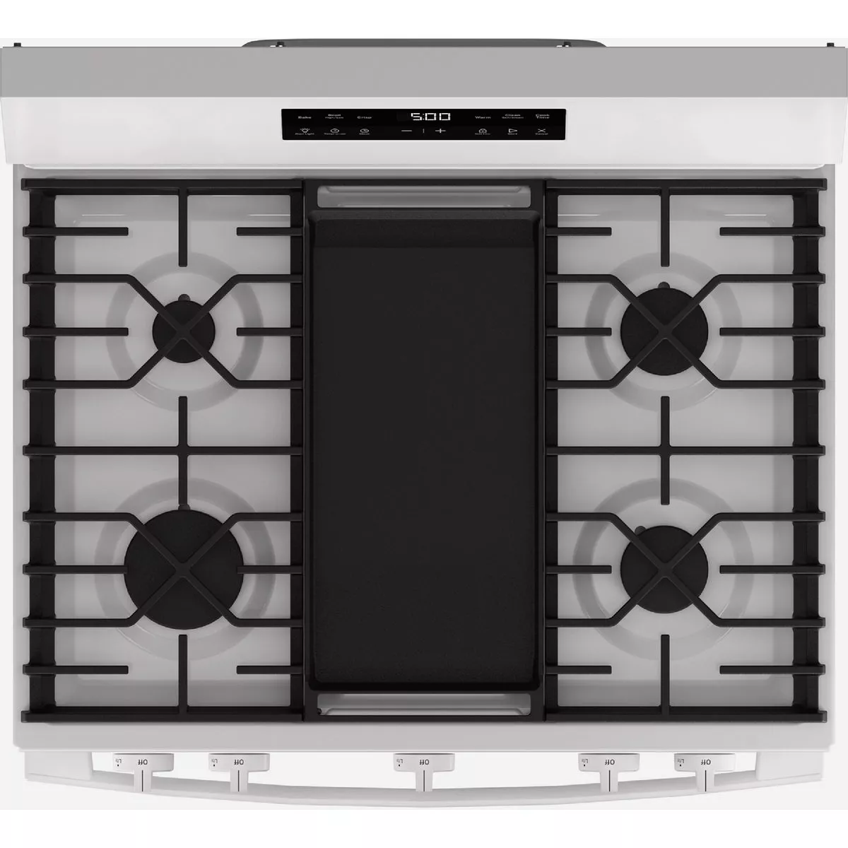 GE 30 In. 5.3 Cu. Ft. Free-Standing Gas Range with Integrated Griddle, White - photo 3