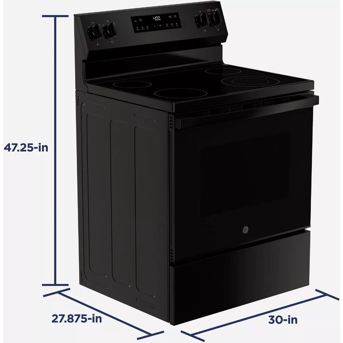 GE 30 In. 5.3 Cu. Ft. Free-Standing Electric Range with Storage Drawer, Black - photo 4