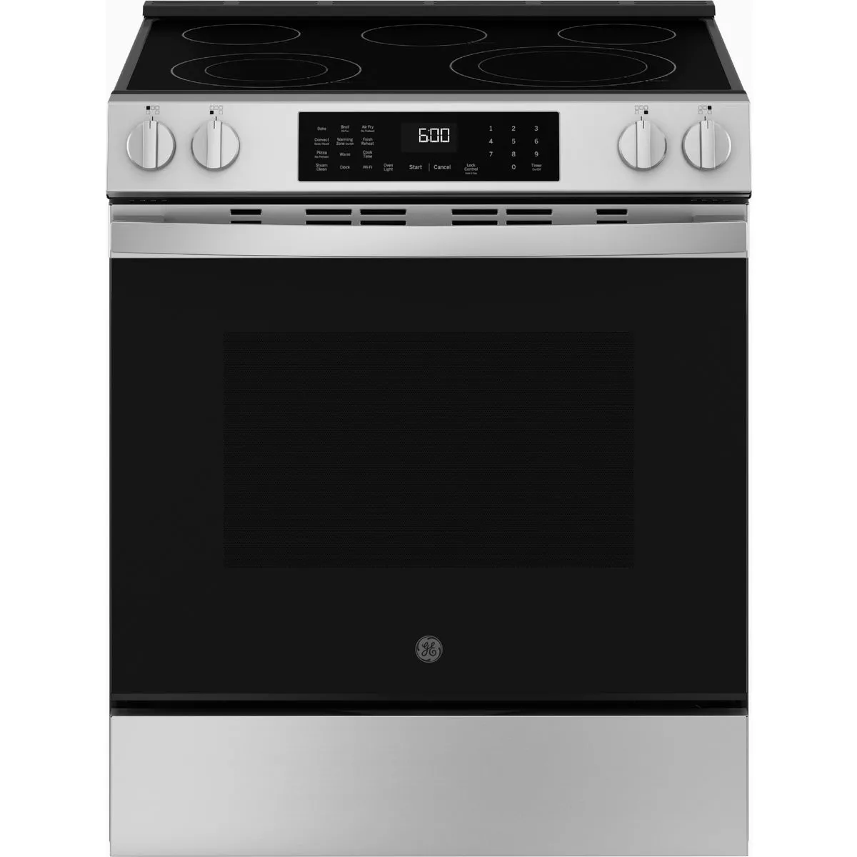 GE 30 In. 5.3 Cu. Ft. 5 Burner Smart Slide-In Electric Convection Range with No Pre-Heat Air Fry, Stainless Steel