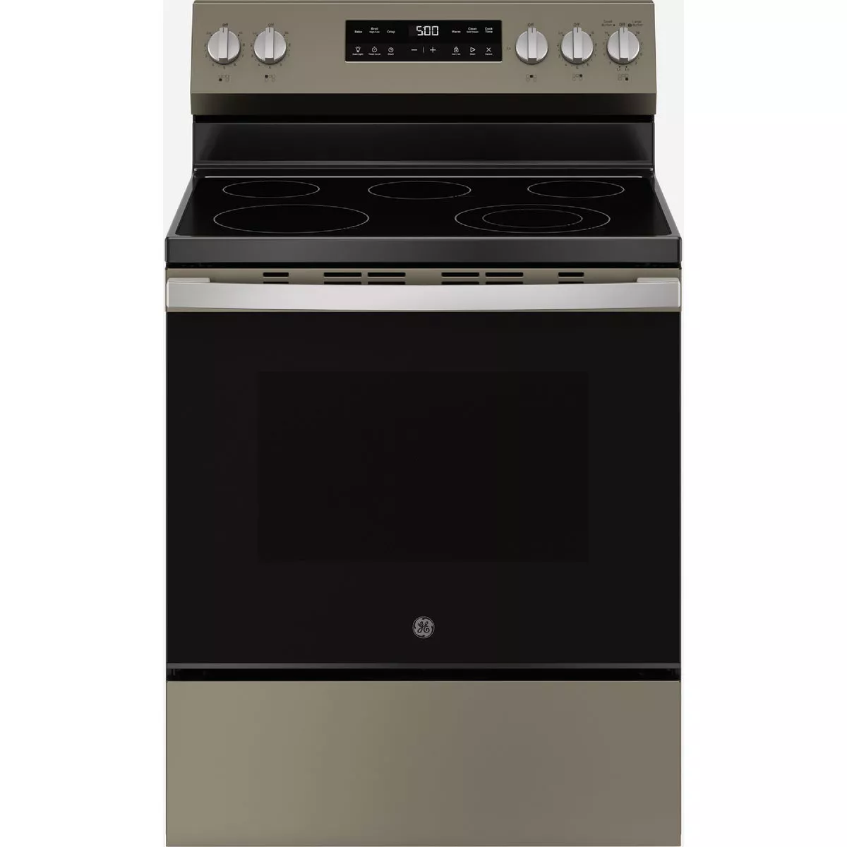 GE 30 In. 5.3 Cu. Ft. 5 Burner Free-Standing Electric Range, Slate with Stainless Steel Handle