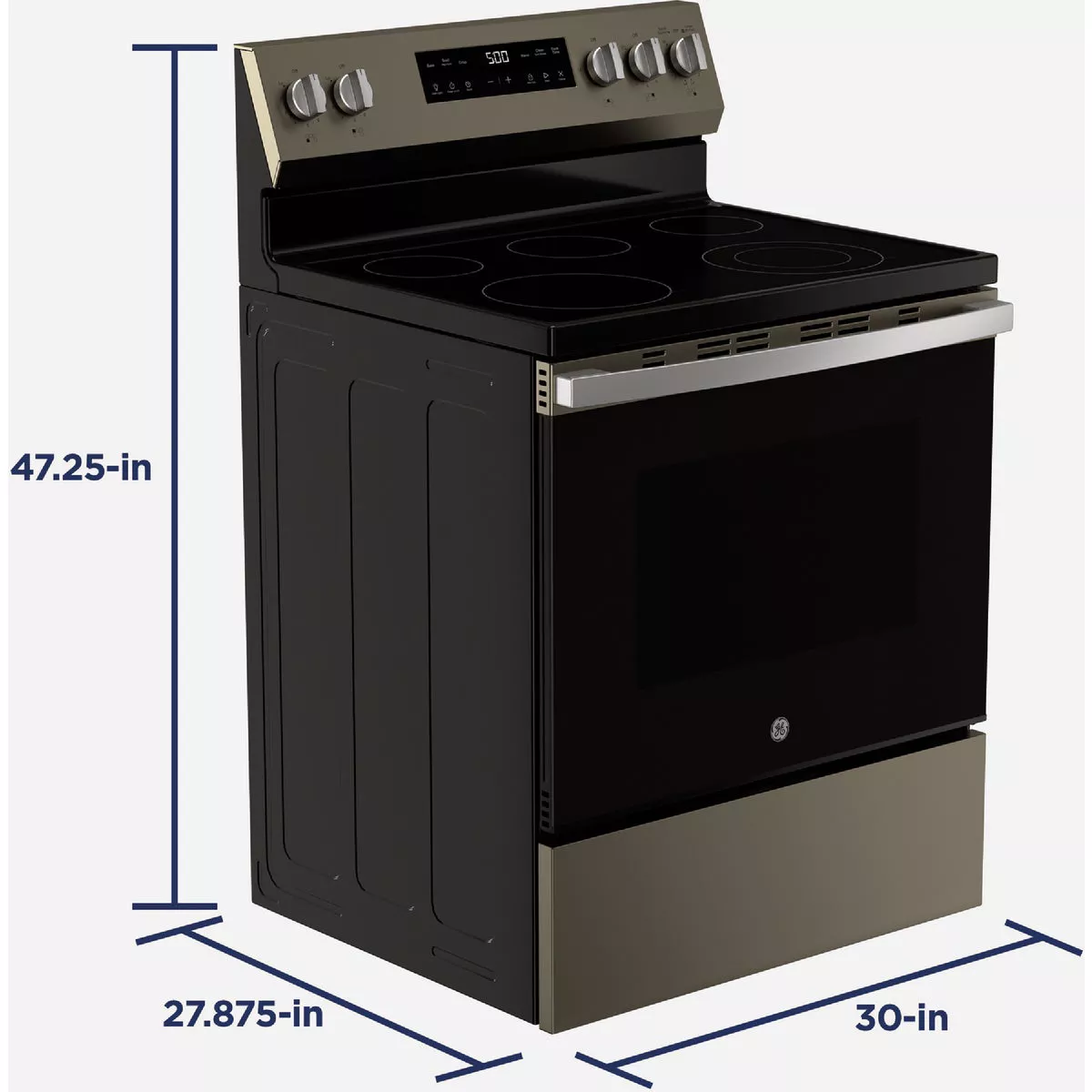 GE 30 In. 5.3 Cu. Ft. 5 Burner Free-Standing Electric Range, Slate with Stainless Steel Handle - photo 3
