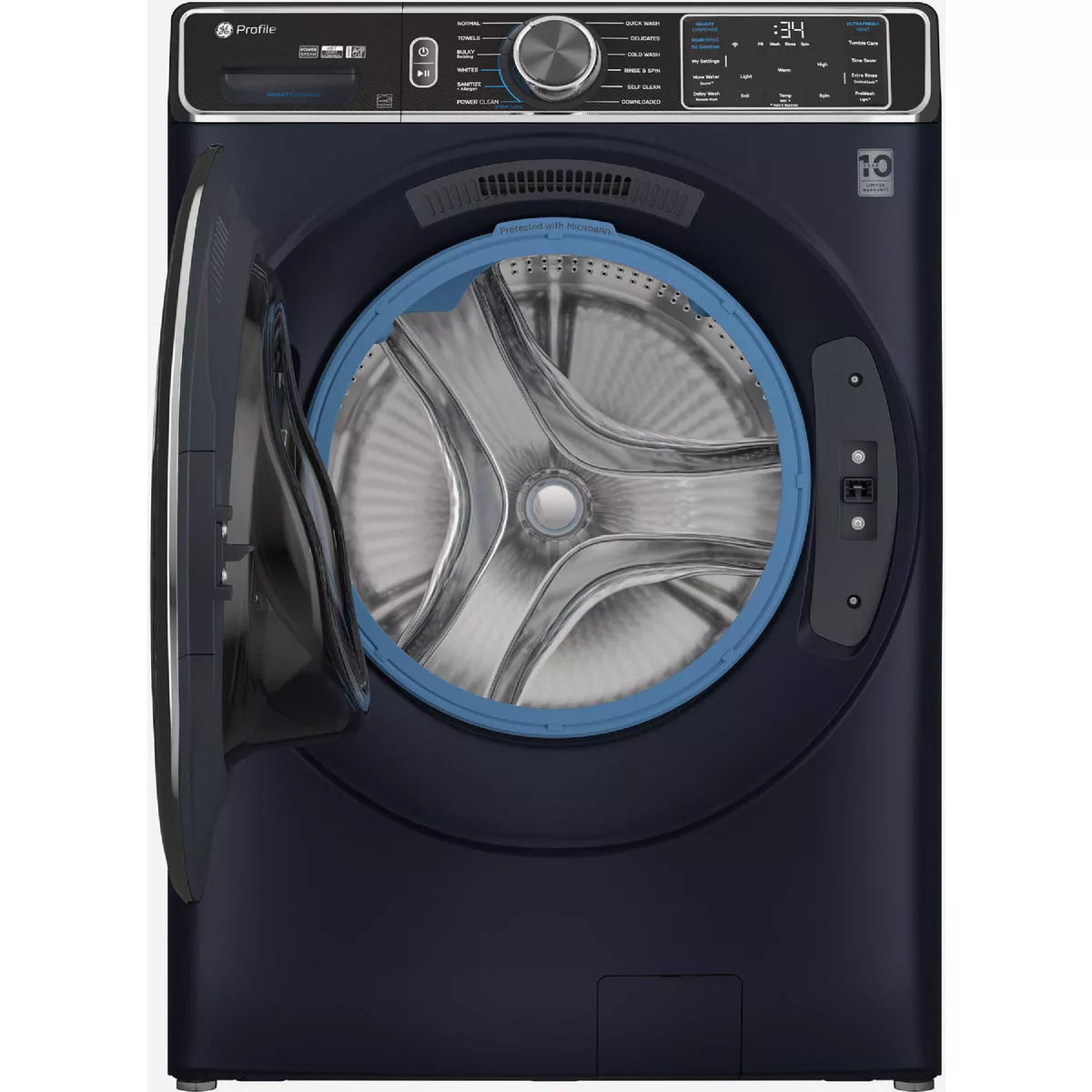 GE Profile 5.3 Cu. Ft. Front Load Washer, Sapphire Blue - photo 4