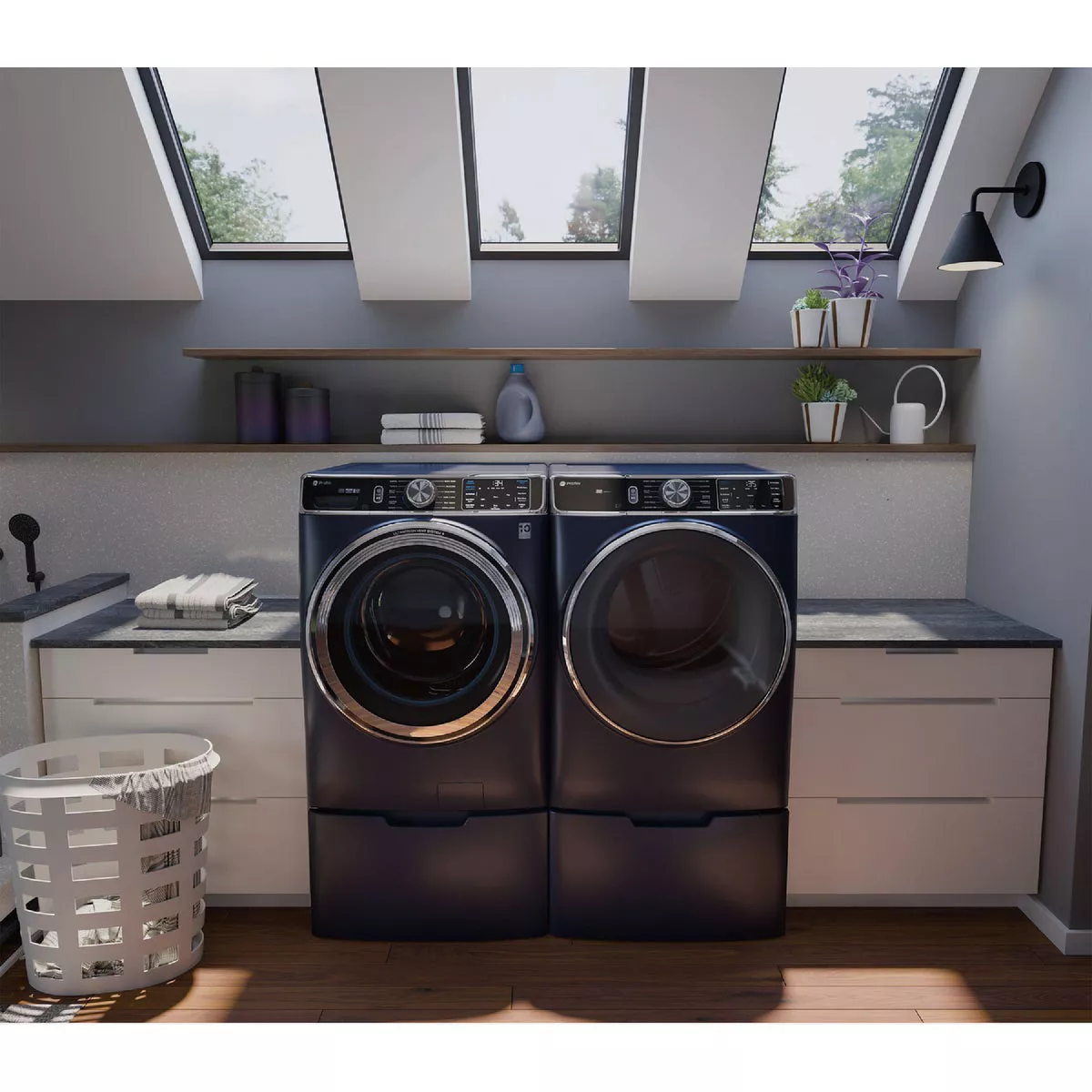 GE Profile 7.8 Cu. Ft. Front Load Electric Dryer, Sapphire Blue - photo 3