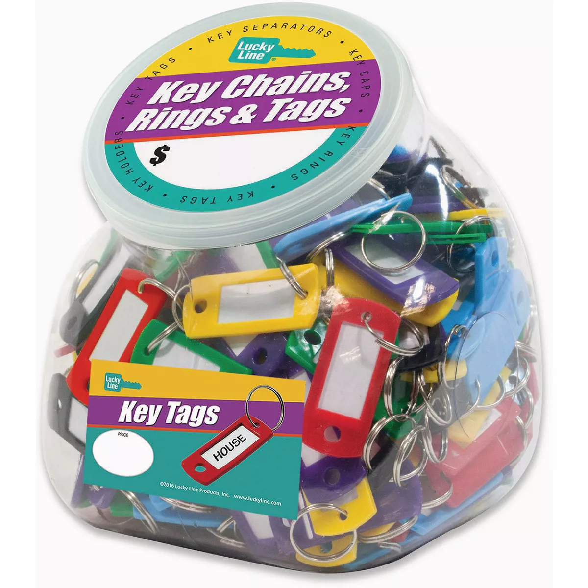 Lucky Line Assorted ID Tags with Key Ring Display (160 per Jar)