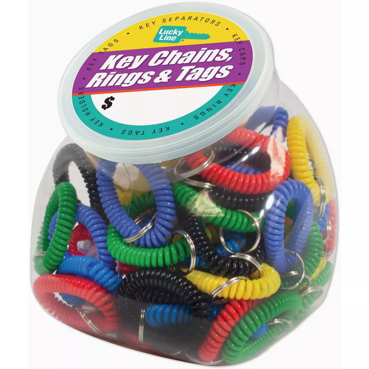 Lucky Line Assorted Wrist Coil with Key Ring Display (25 per Jar)