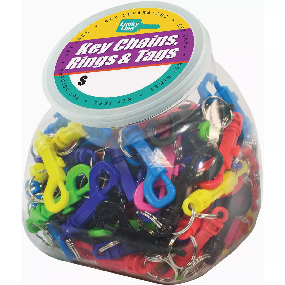 Lucky Line Assorted Plastic Key Clip (25 per Jar)