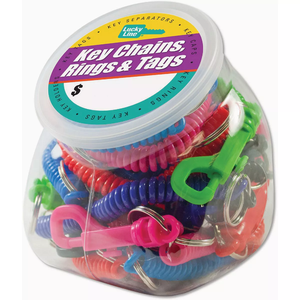 Lucky Line Assorted Designer Key Coil (25 per Jar)