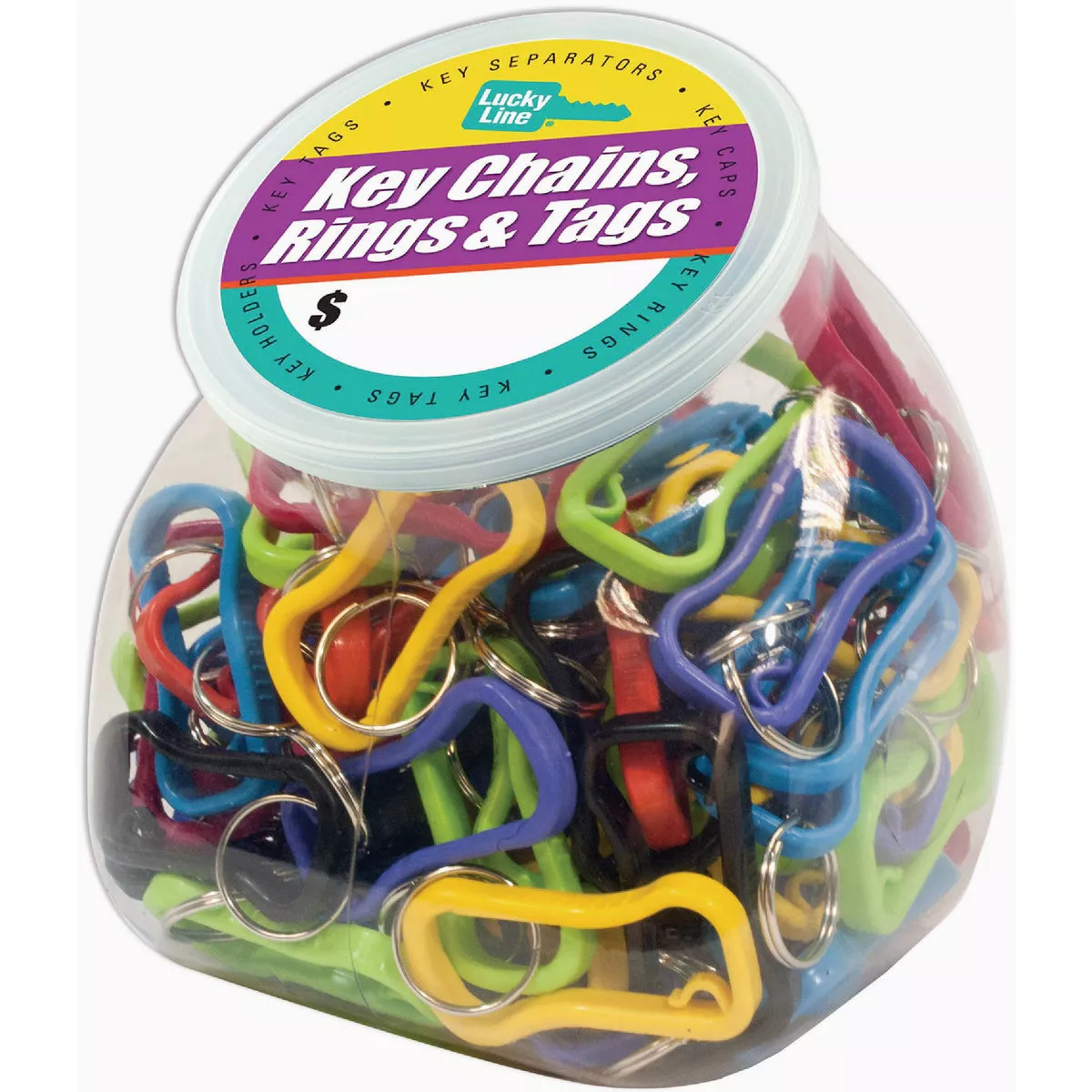 Lucky Line Assorted Quik Clip with Key Ring Display (75 per Jar)