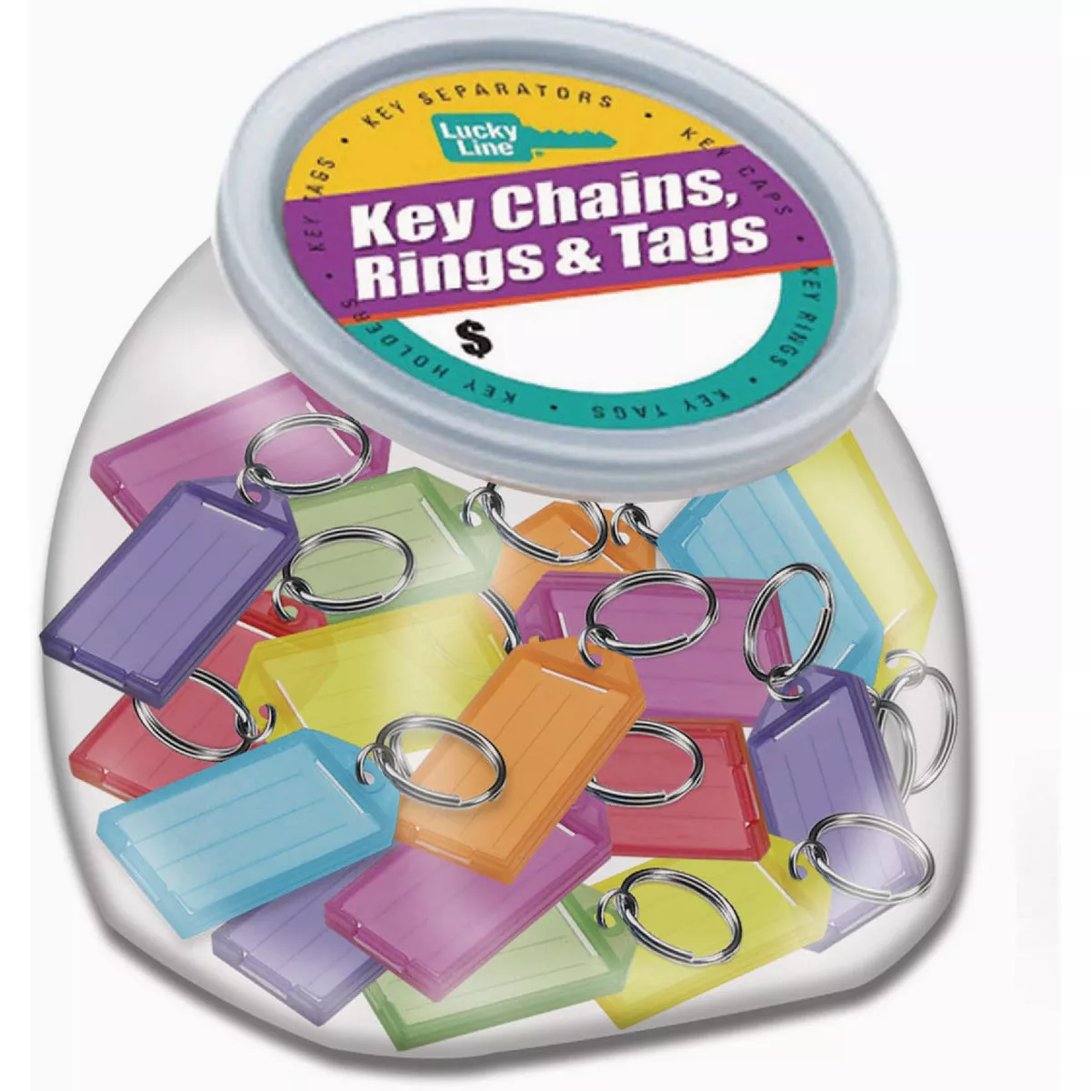 Lucky Line Assorted ID Tag with Flap & Split Ring (75 per Jar)
