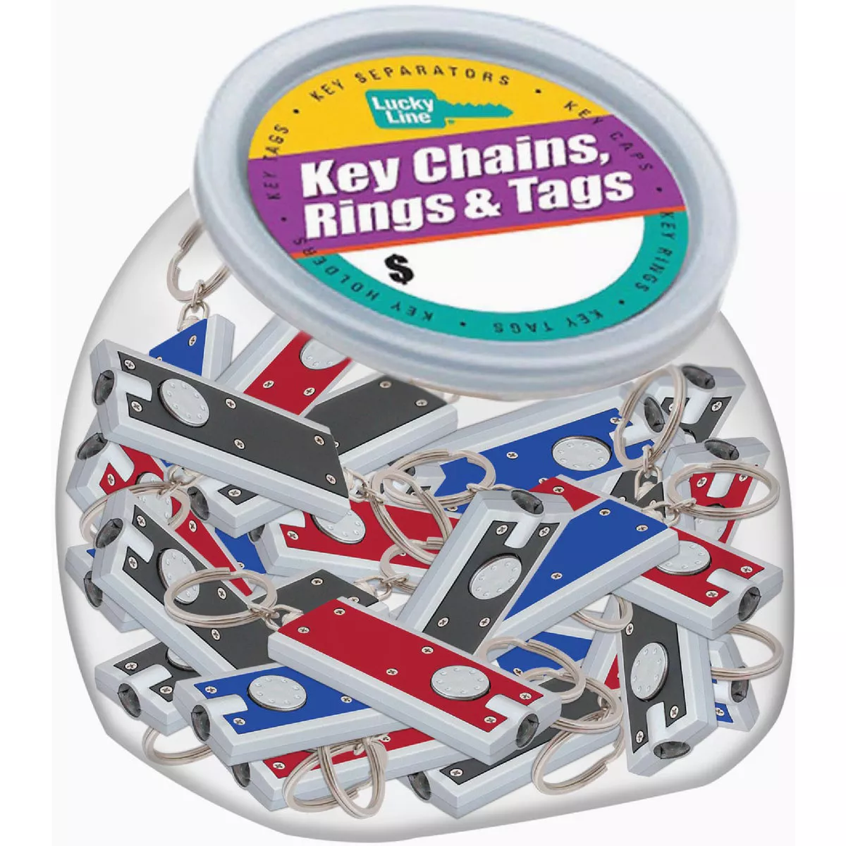 Lucky Line Assorted LED Flat Light with Key Ring (25 per Jar)