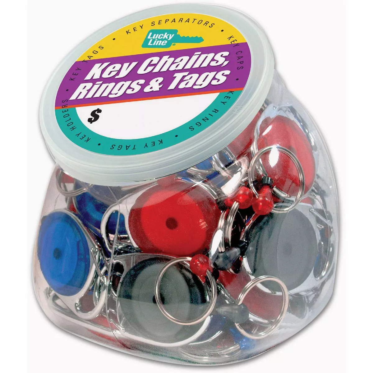 Lucky Line Assorted Oval Key Chain Retractor Display (25 per Jar)