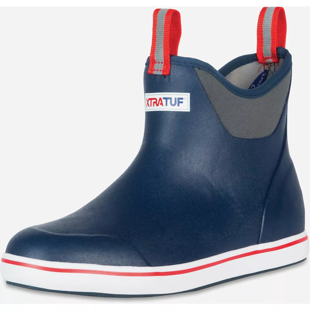 XTRATUF Size 12 Navy/Red 6 In. Ankle Deck Rubber Boot