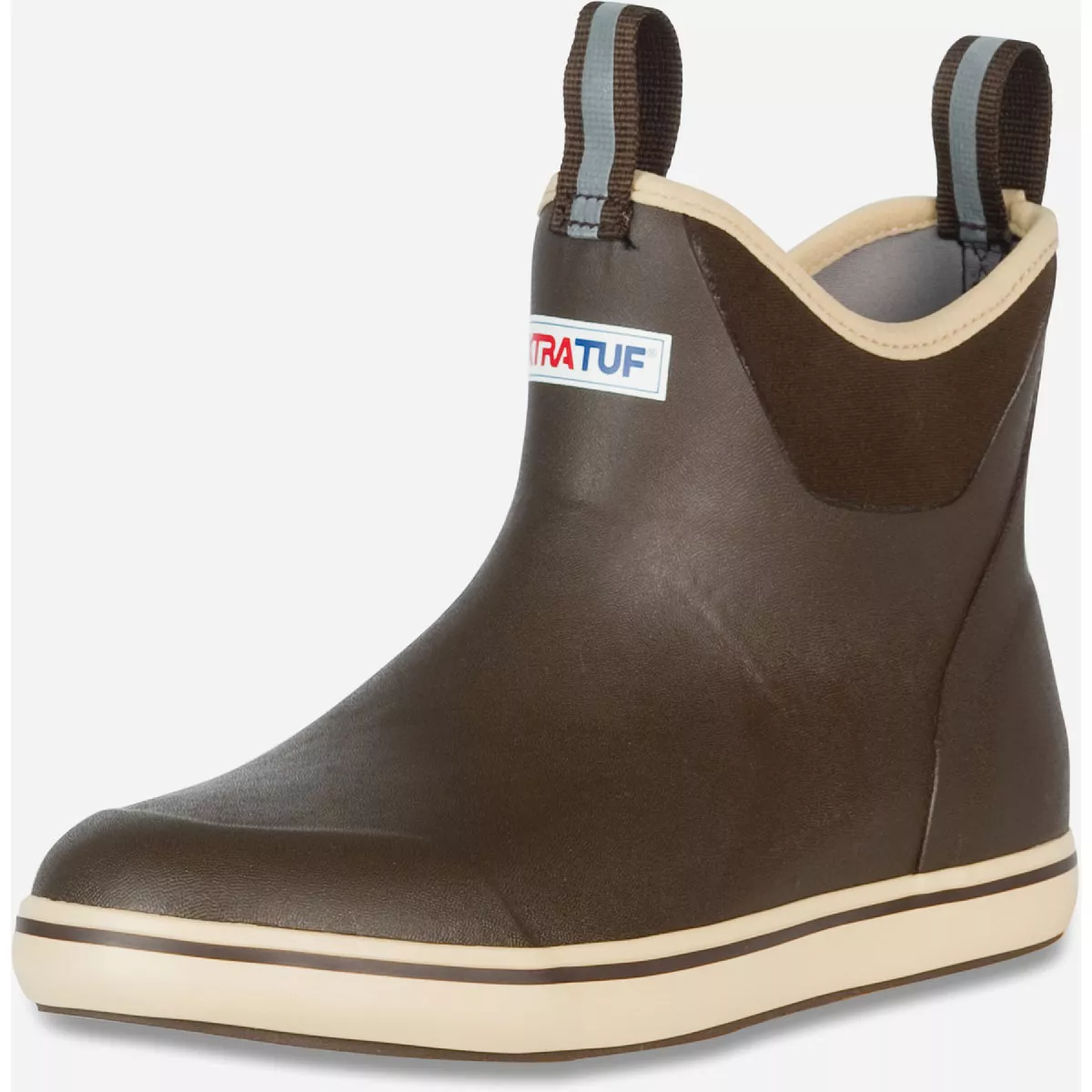 XTRATUF Size 10 Chocolate/Tan 6 In. Ankle Deck Rubber Boots