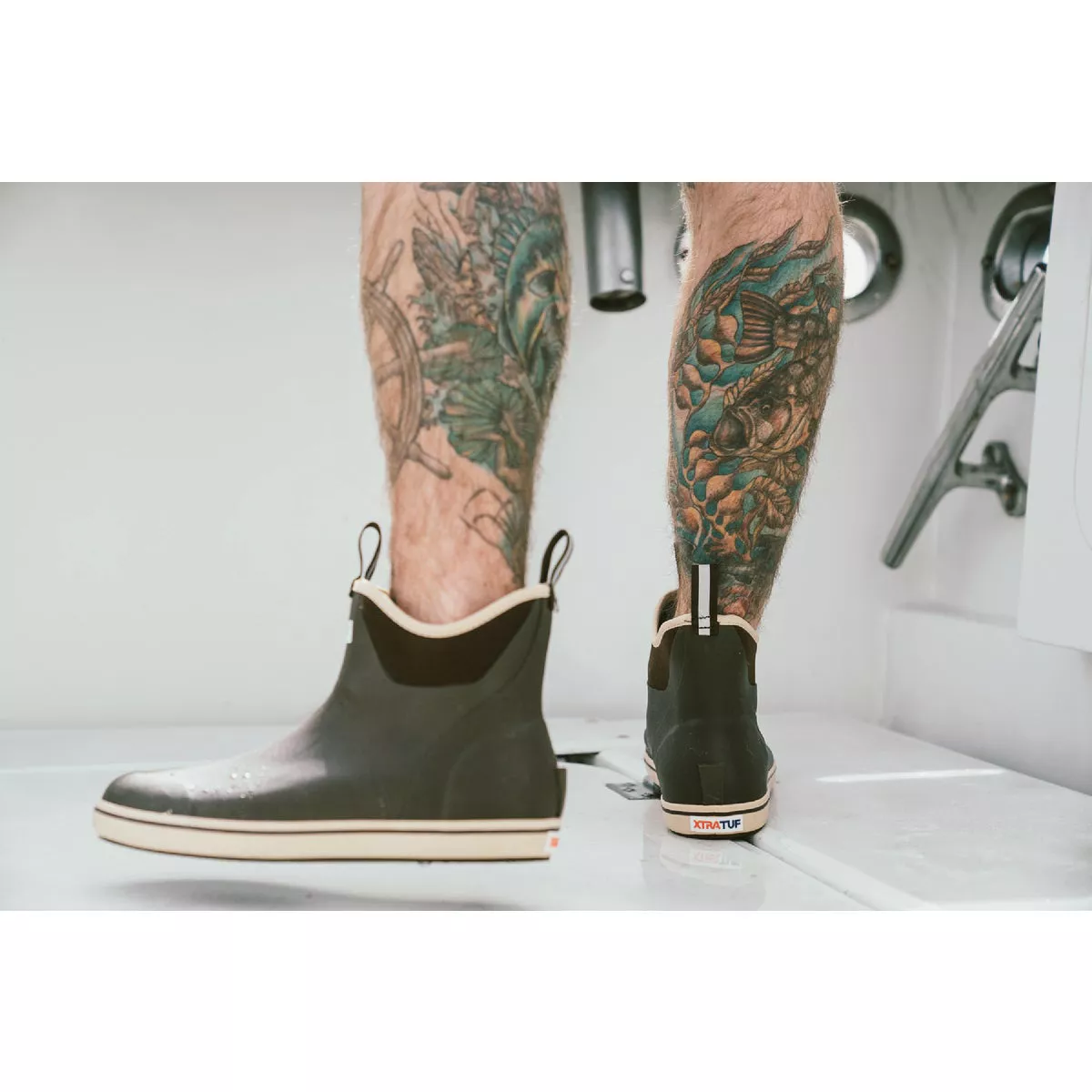 XTRATUF Size 13 Chocolate/Tan 6 In. Ankle Deck Rubber Boots