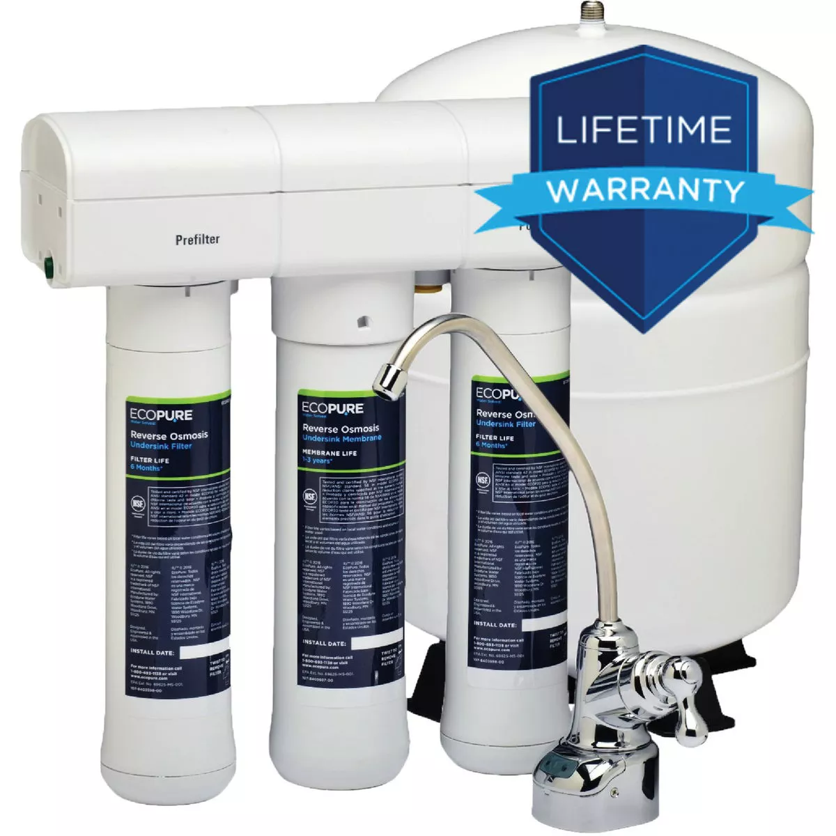EcoPure Reverse Osmosis Drinking Water Filtration System ECOP30