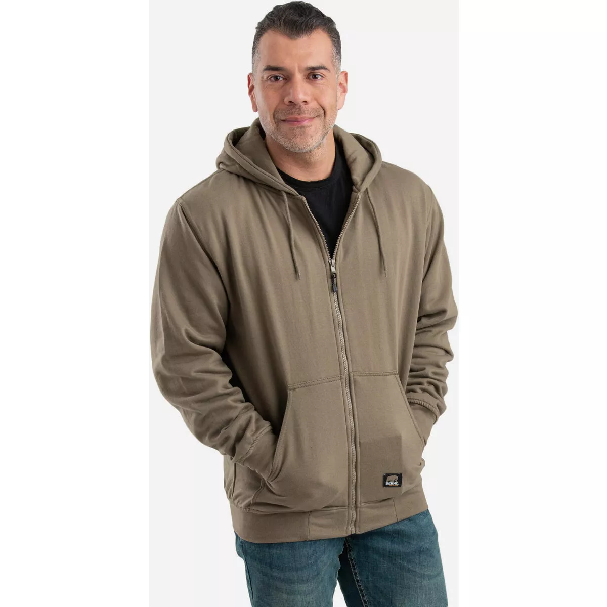 Berne Heritage XL Alpine Green Thermal-Lined Full-Zip Hooded Sweatshirt