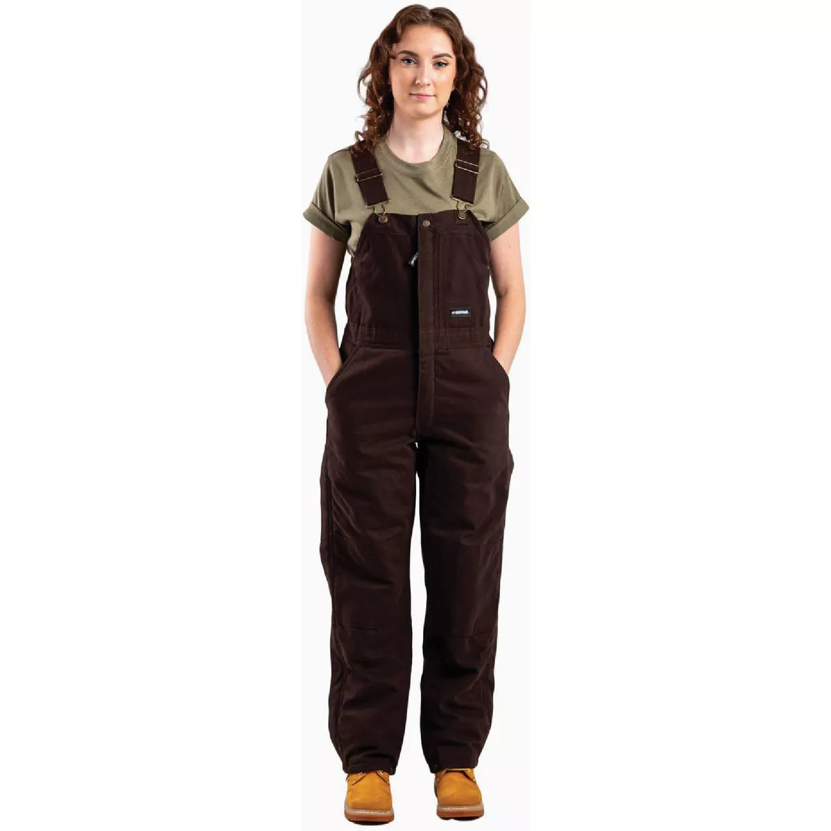 Berne Women's Small Short Dark Brown Softstone Duck Insulated Bib Overalls