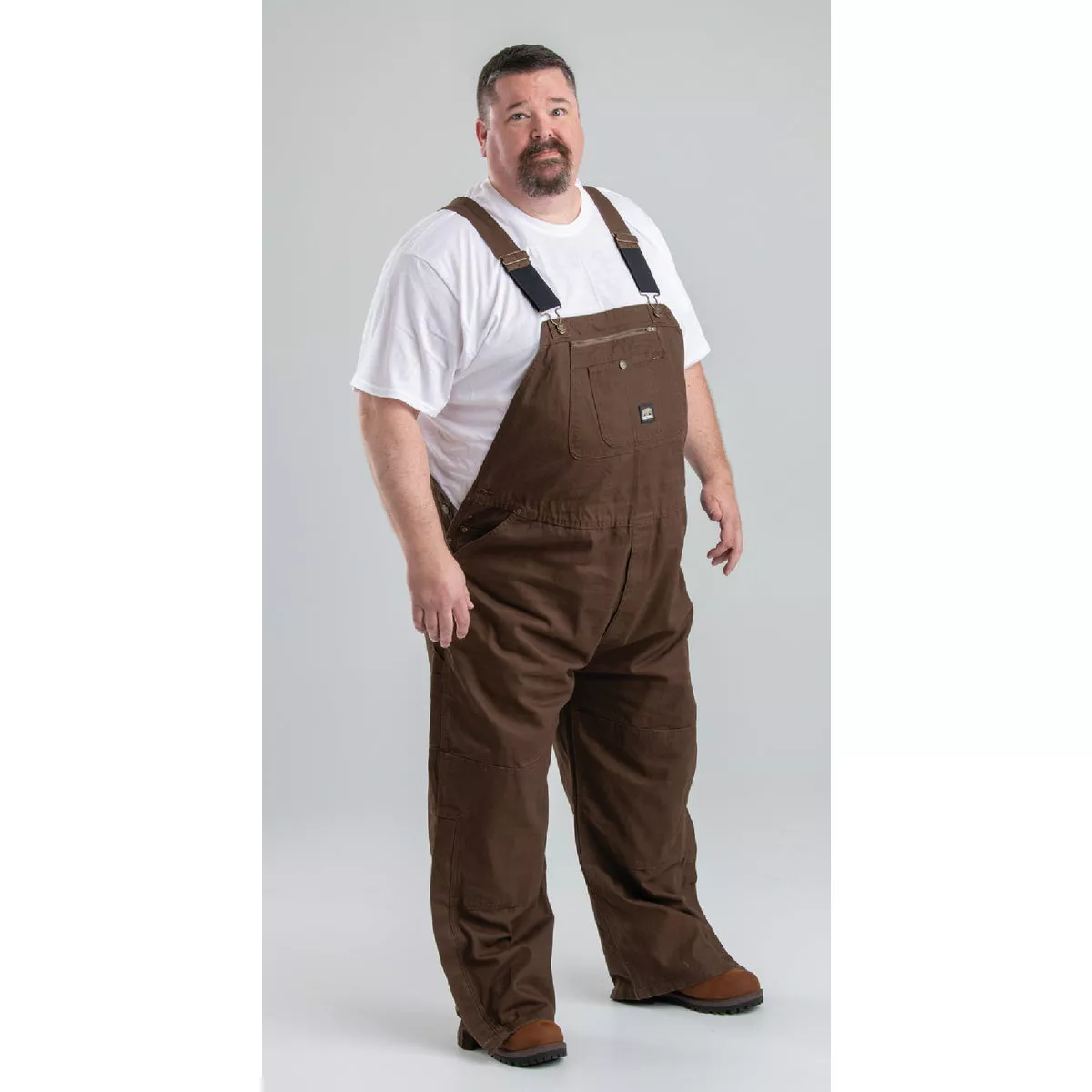 Berne Men's 38x28 Extra Short Bark Heartland Unlined Washed Duck Bib Overalls