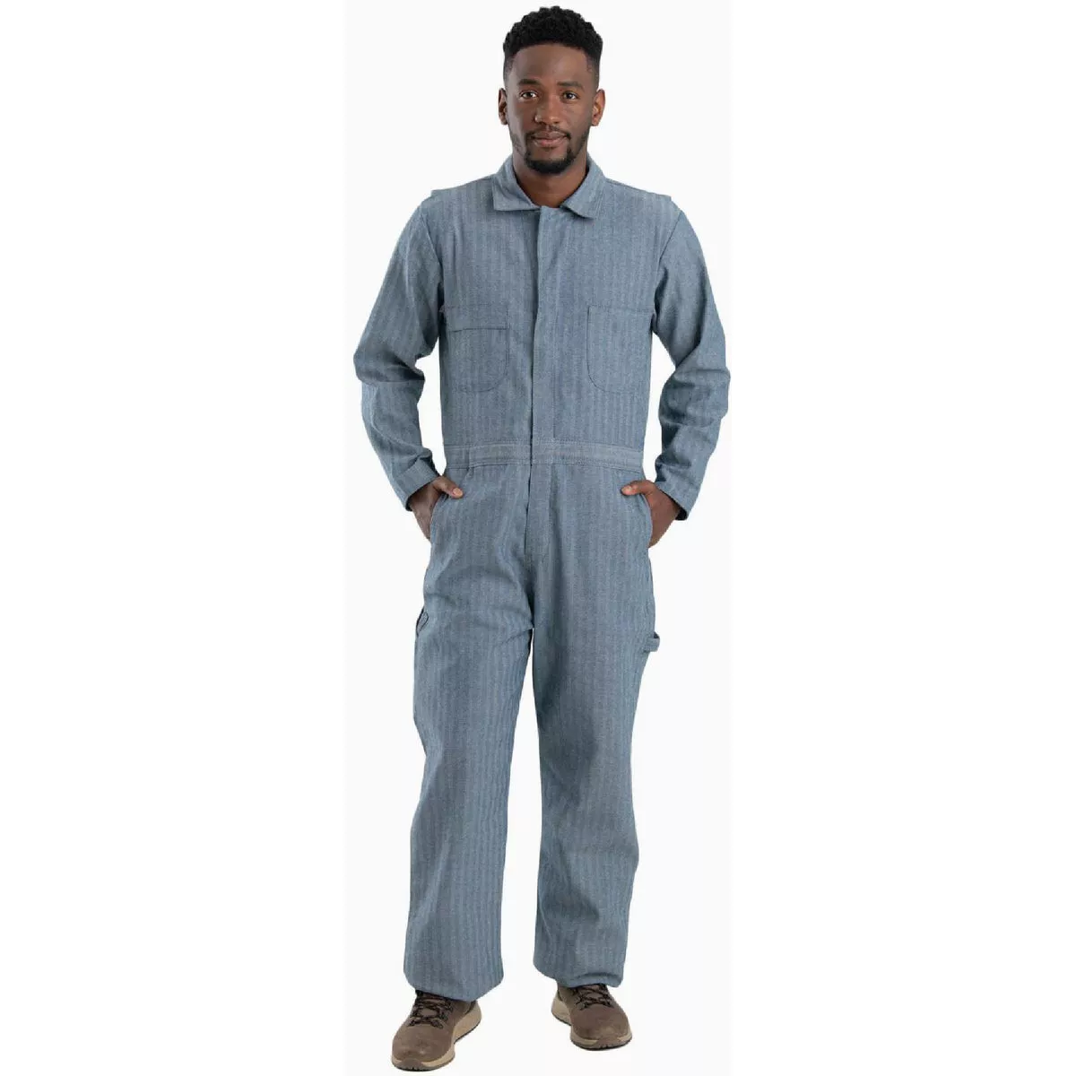 Berne Men's Large Short Fisher Stripe Heritage Unlined Coverall