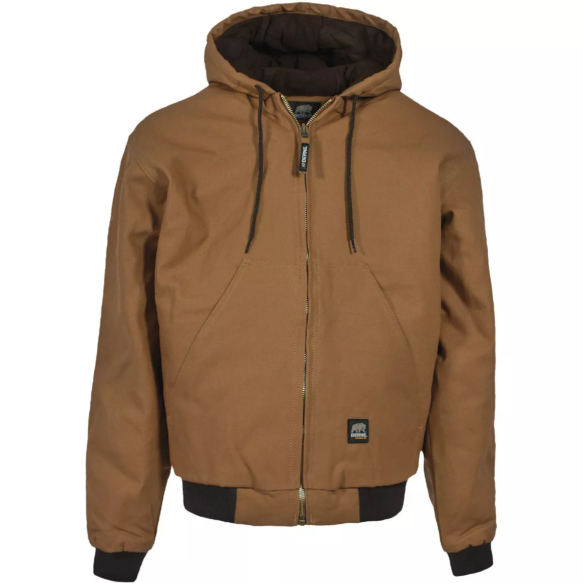 Berne Men's Medium Tall Brown Duck Heritage Duck Hooded Active Jacket