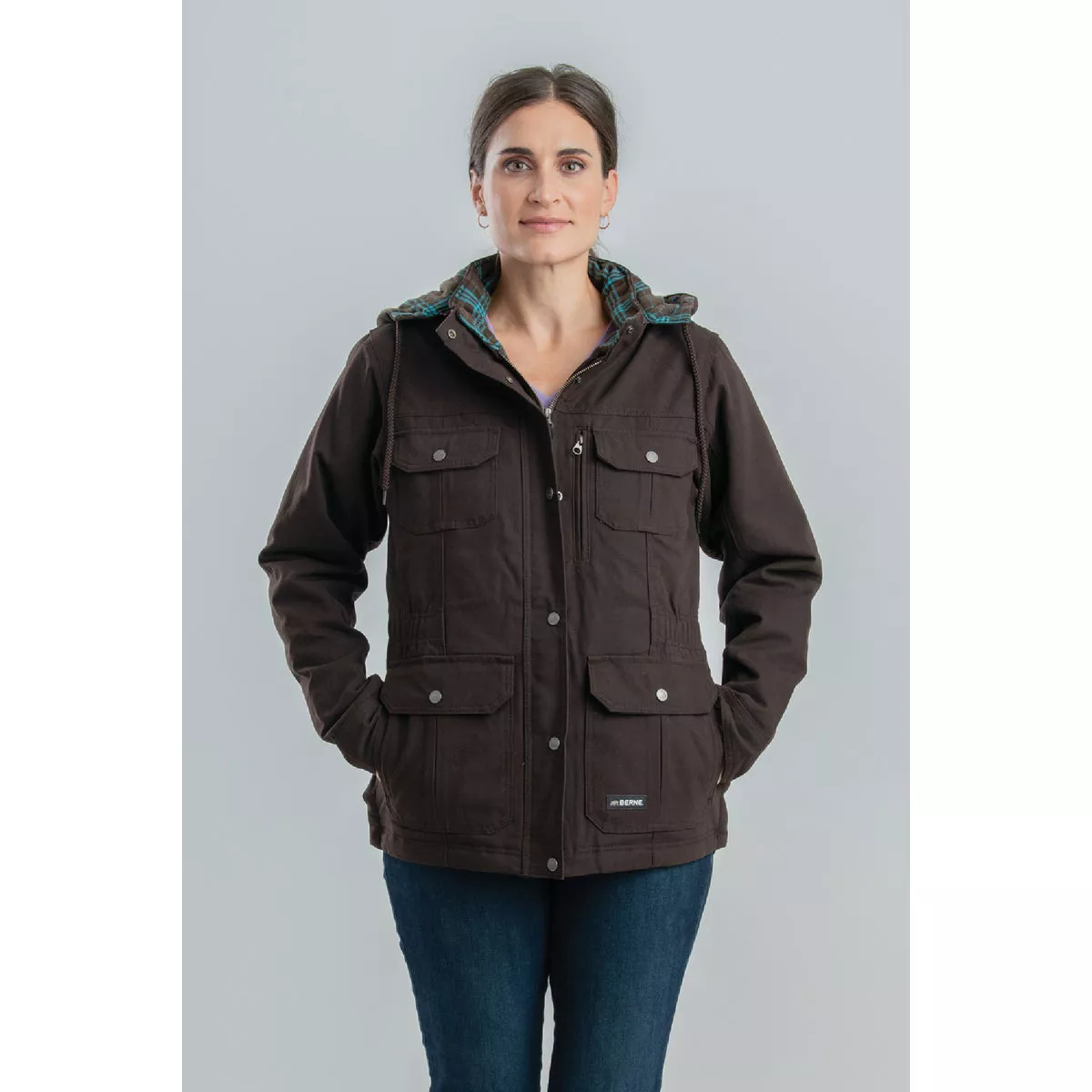 Berne Women's Large Regular Dark Brown Softstone Duck Barn Coat