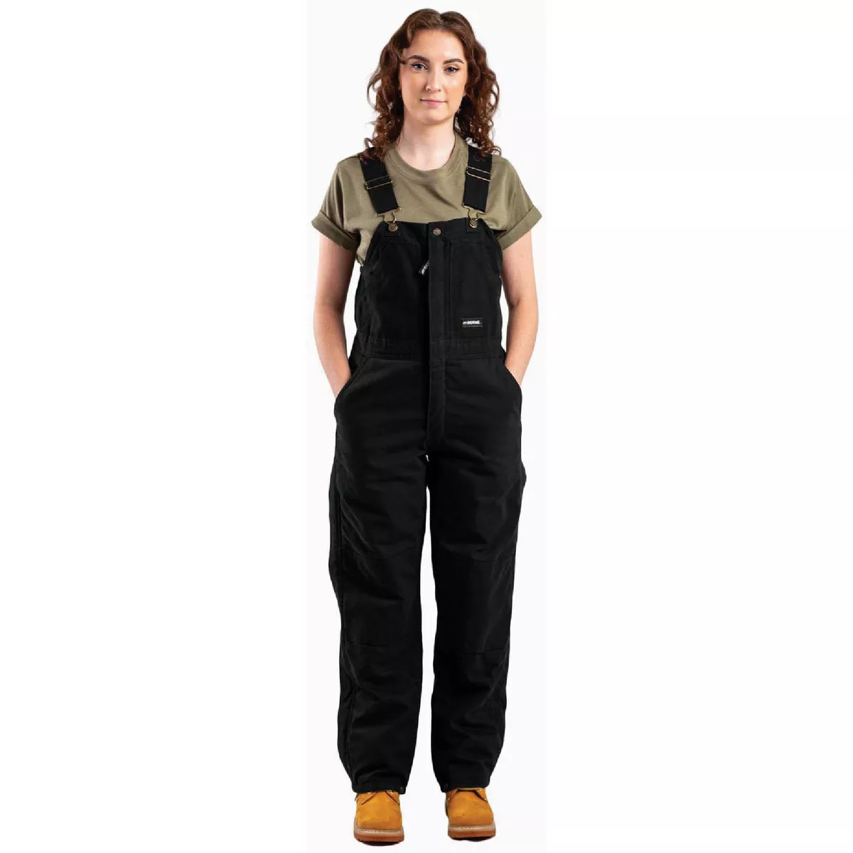 Berne Women's Small Regular Black Softstone Duck Insulated Bib Overalls
