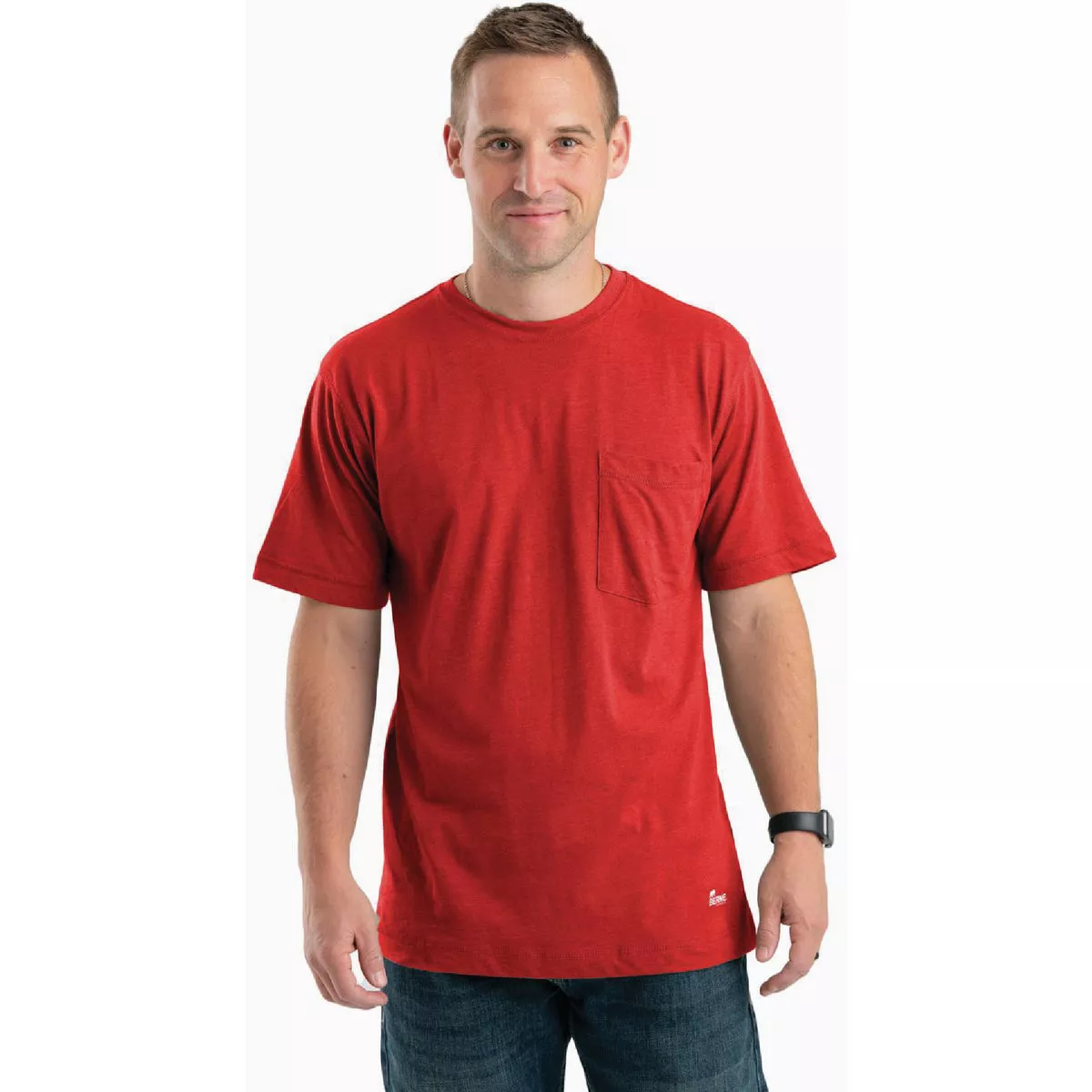 Berne Men's Large Regular Deep Red Performance Short Sleeve Pocket T-Shirt