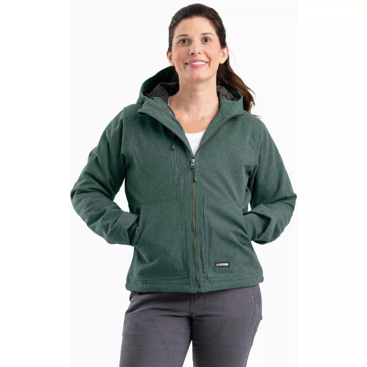Berne Women's Medium Regular Jade Heathered Duck Hooded Jacket