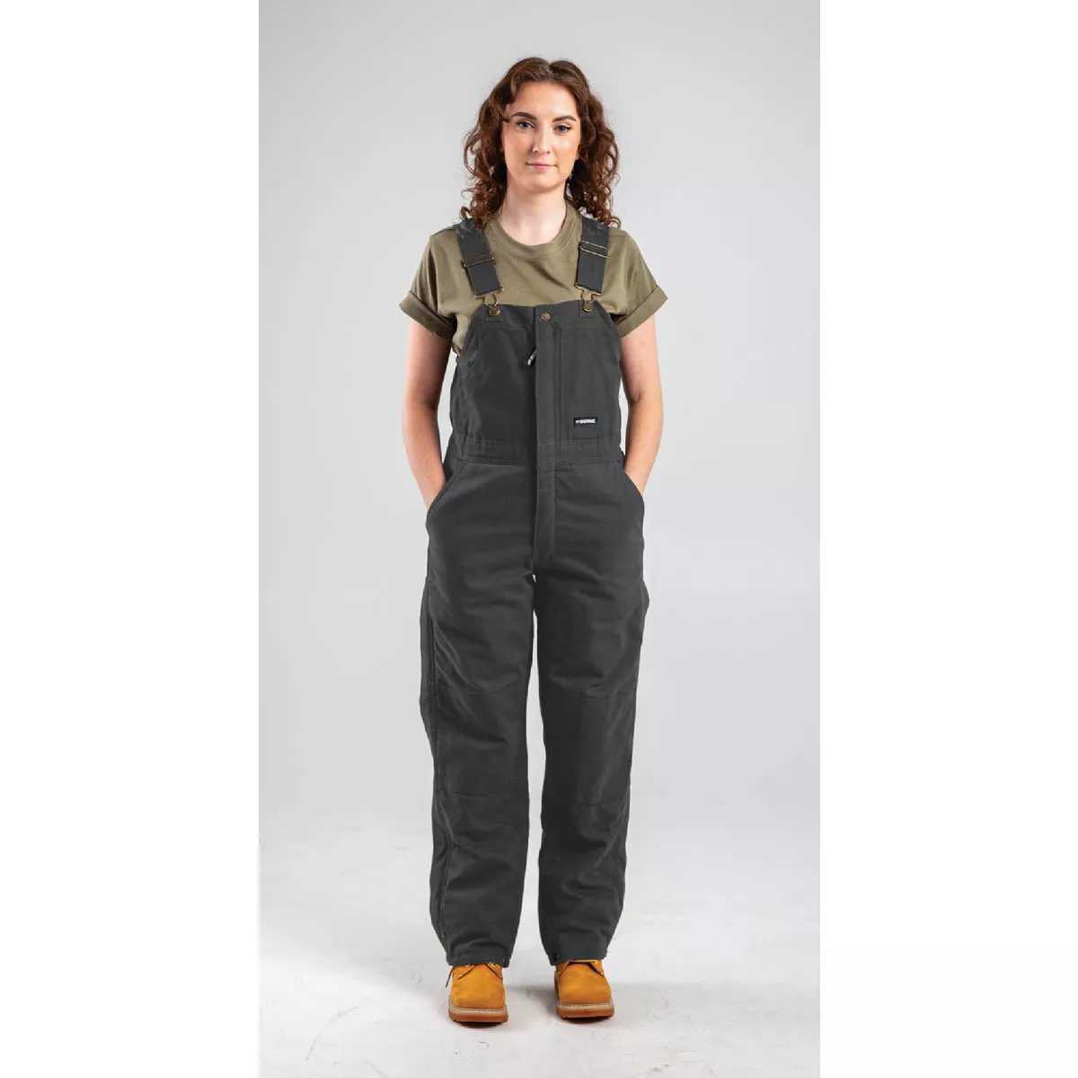Berne Women's XL Tall Titanium Softstone Duck Insulated Bib Overalls