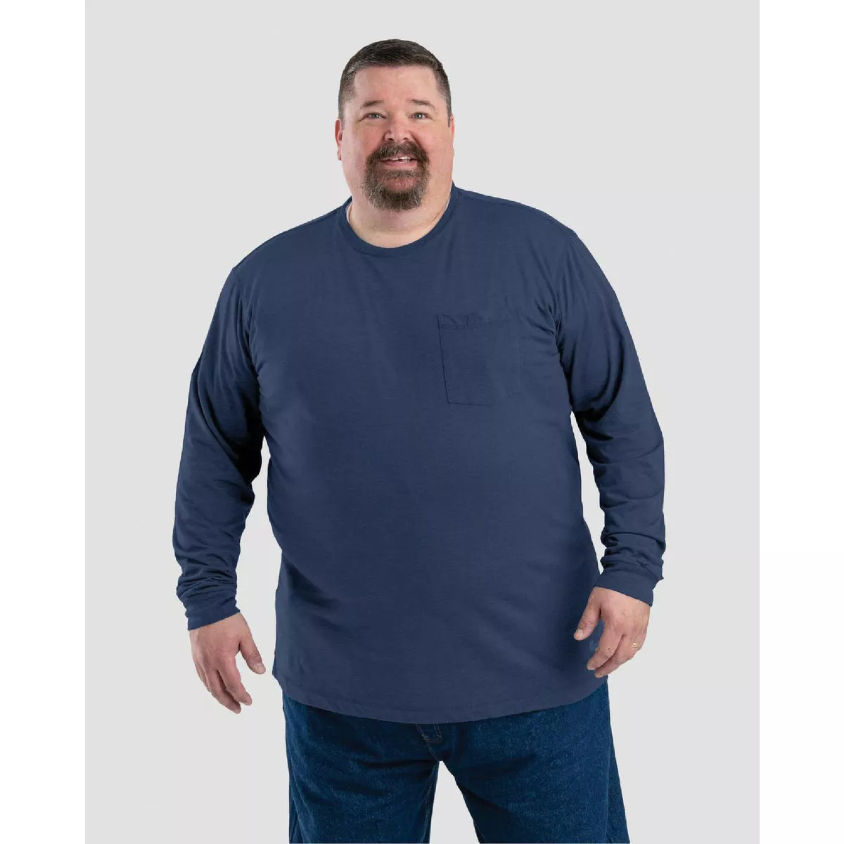 Berne Men's 2XL Regular NAVY Performance Long Sleeve Pocket T-Shirt