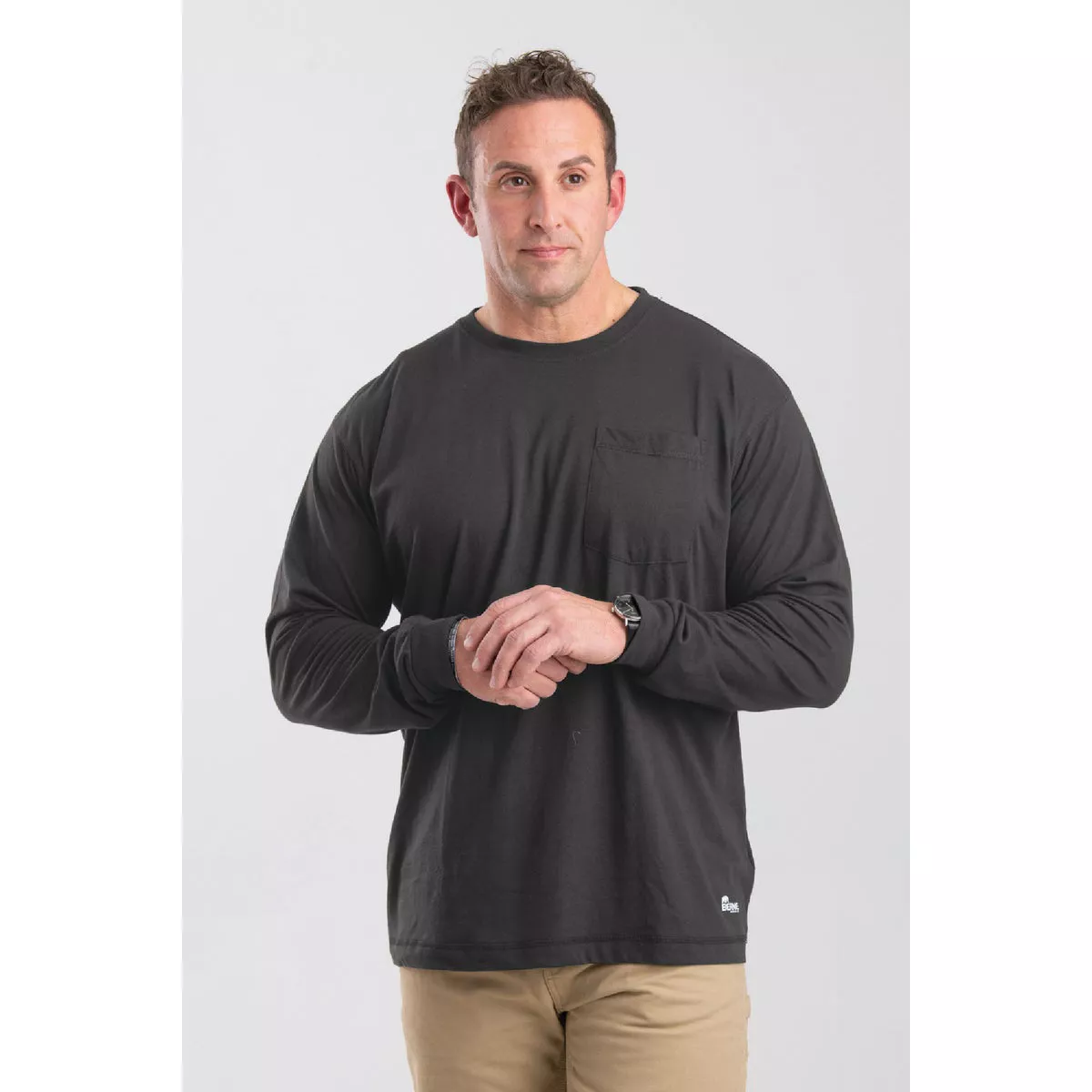 Berne Men's Medium Regular Slate Performance Long Sleeve Pocket T-Shirt