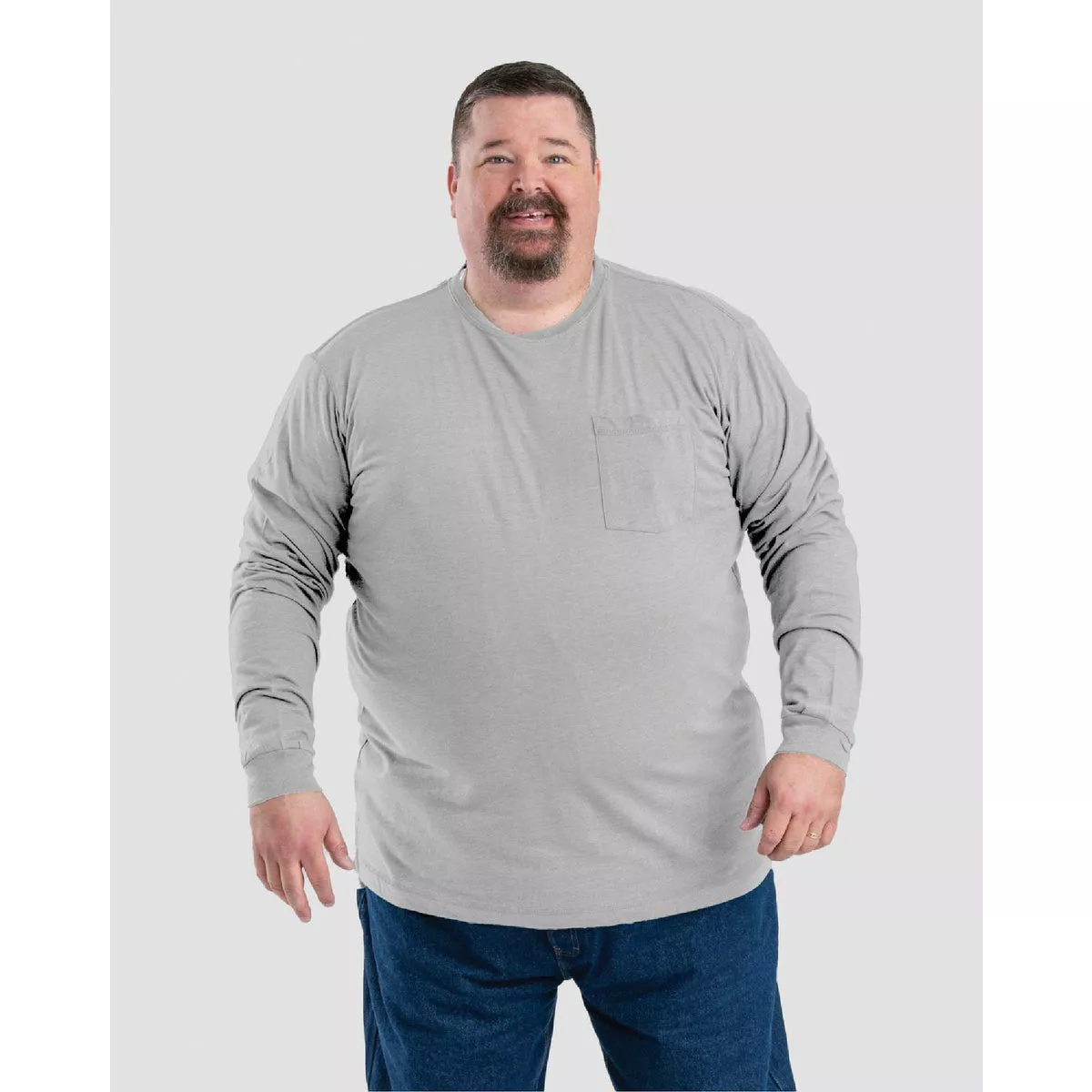 Berne Men's XL Regular Grey Performance Long Sleeve Pocket T-Shirt
