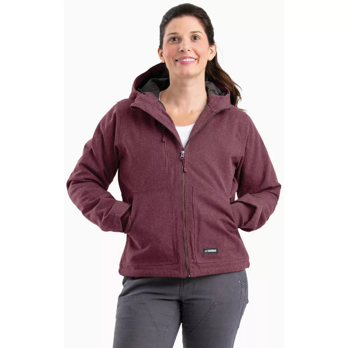 Berne Women's 2XL Regular Maroon Heathered Duck Hooded Jacket