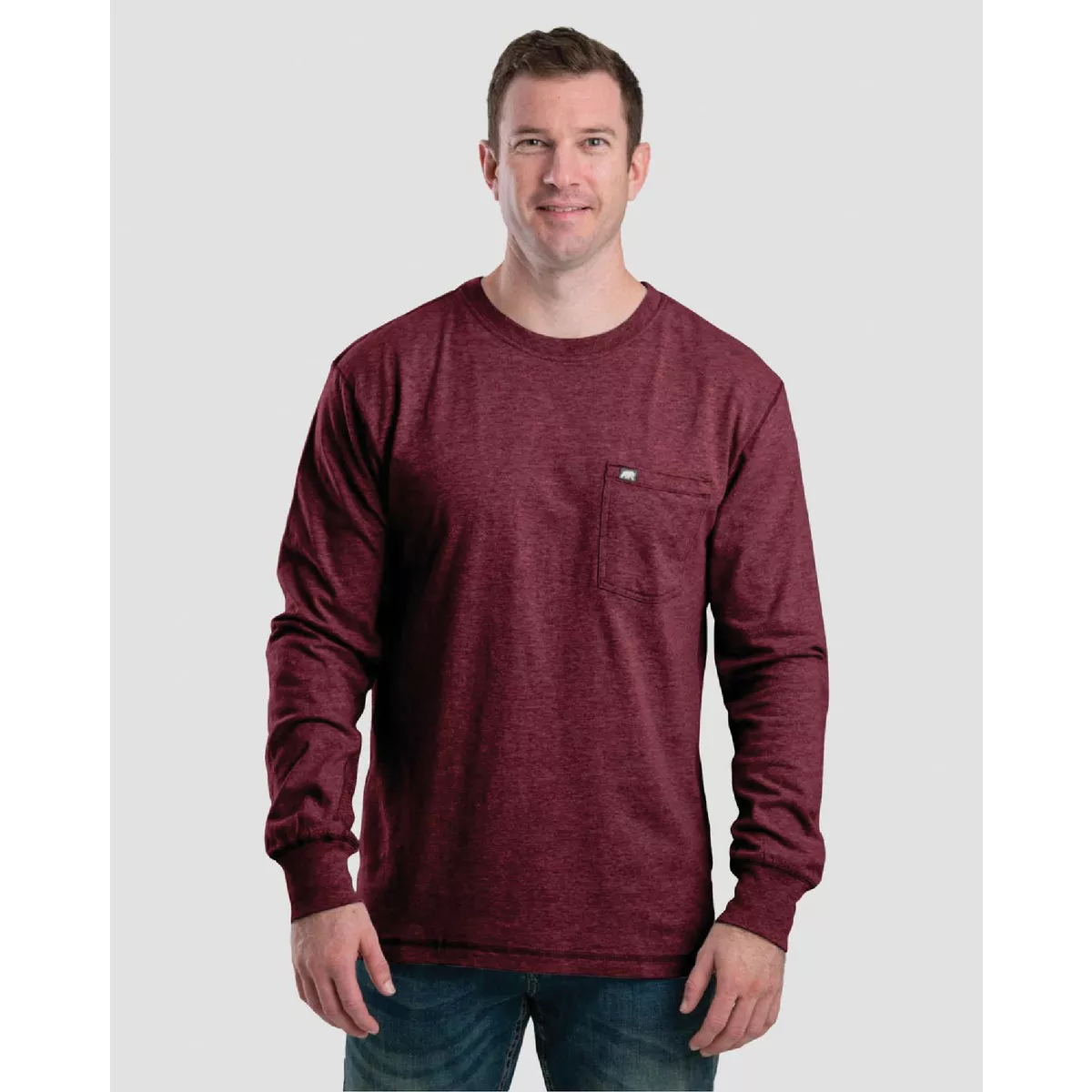 Berne Men's 4XL Regular Maroon WorkVent Performance Long Sleeve Pocket T-Shirt