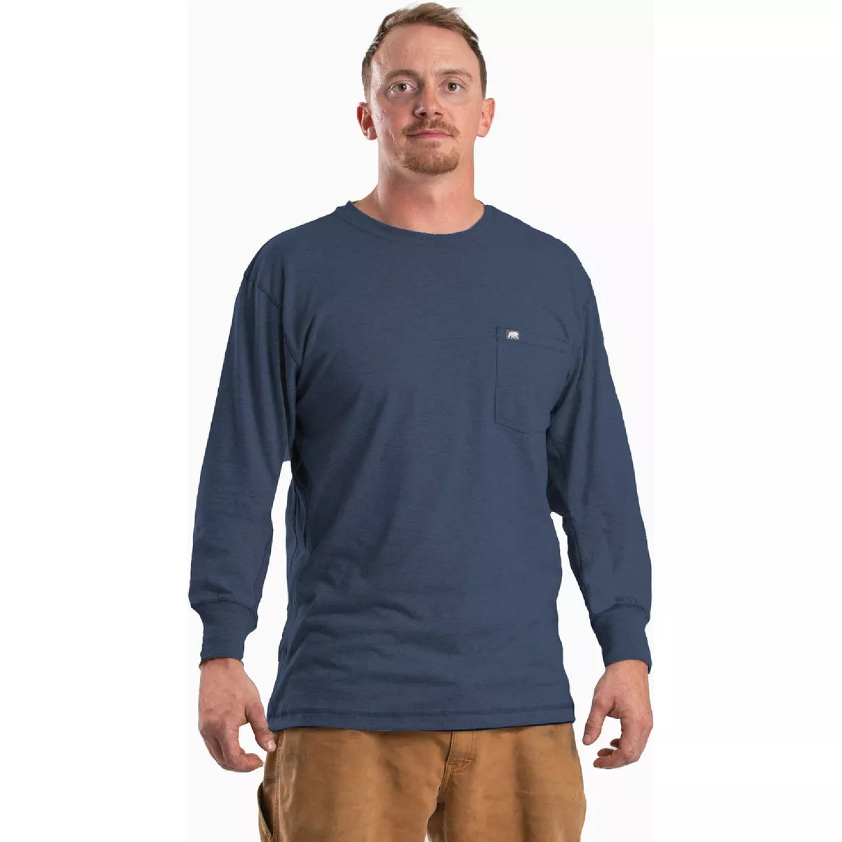 Berne Men's Medium Regular Space Blue WorkVent Performance Long Sleeve Pocket T-Shirt
