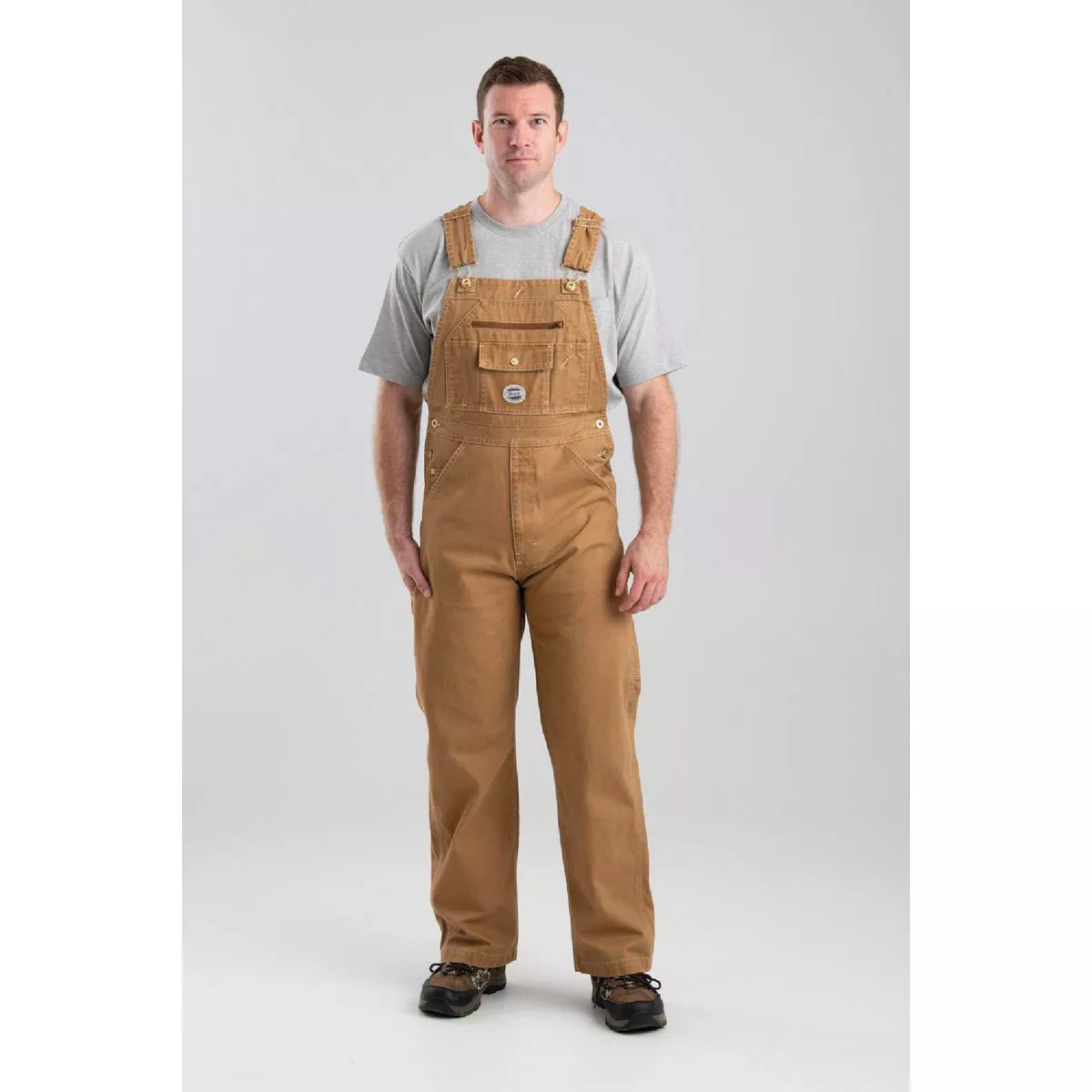 Berne Men's 40x30 Short Brown Duck Vintage Washed Duck Bib Overalls
