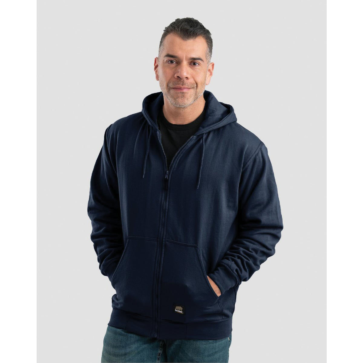 Berne Men s Large Regular Navy Heritage Thermal Lined Full Zip Hooded Sweatshirt Do it Best