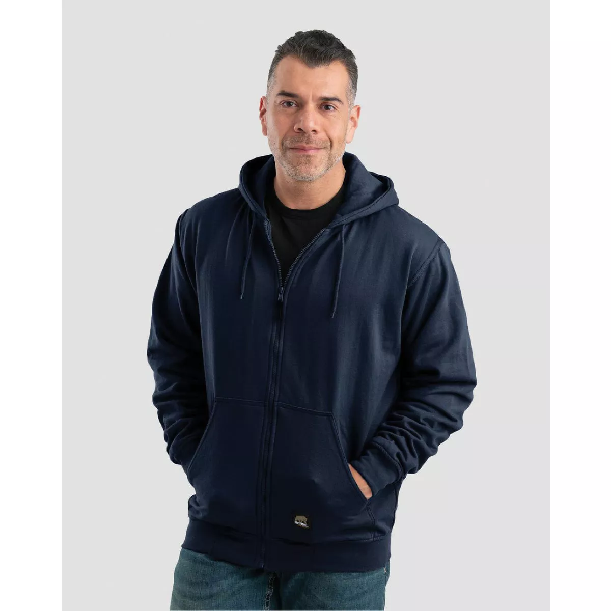 Berne Men's 3XL Regular Navy Heritage Thermal-Lined Full-Zip Hooded Sweatshirt-