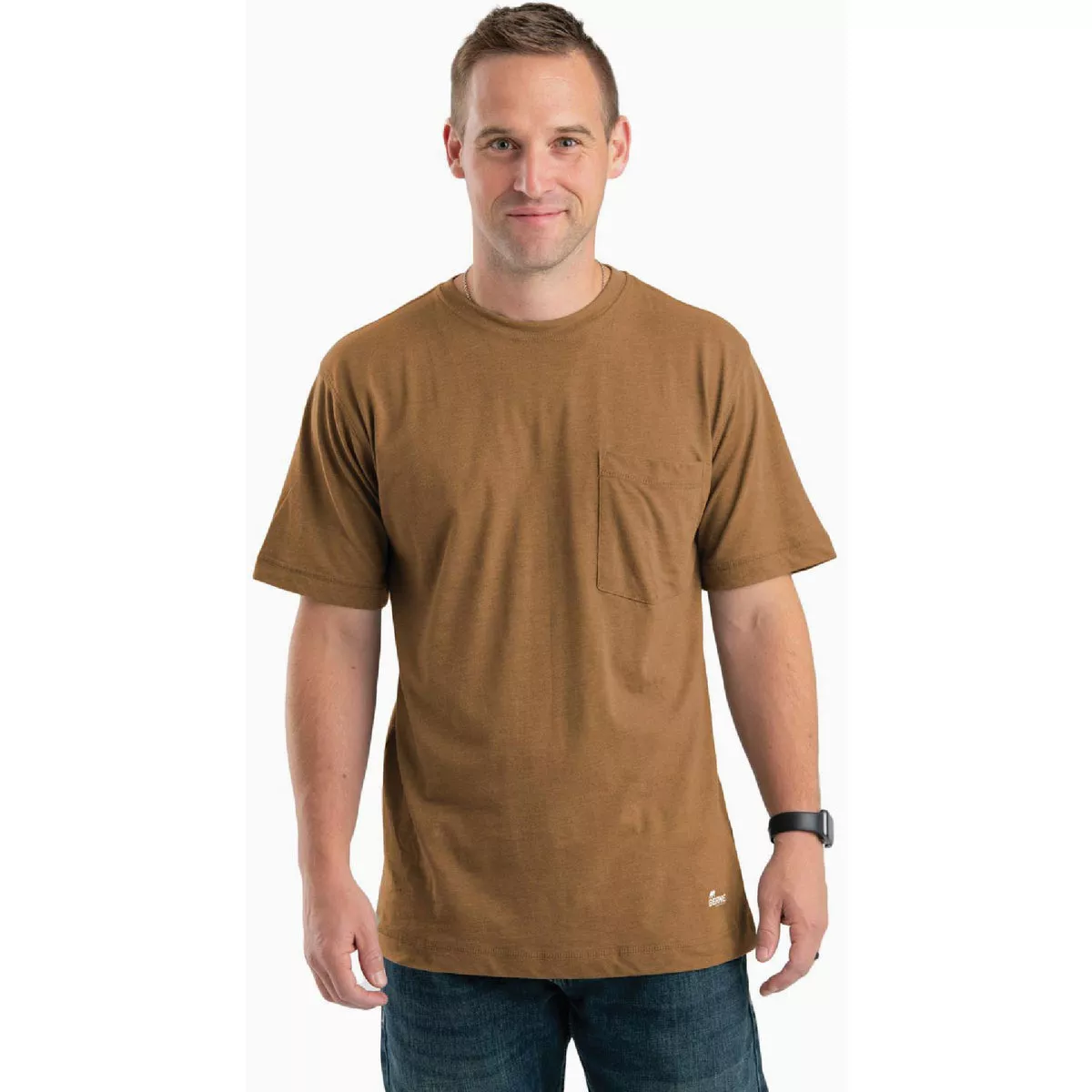 Berne Men's XL Tall Brown Performance Short Sleeve Pocket T-Shirt