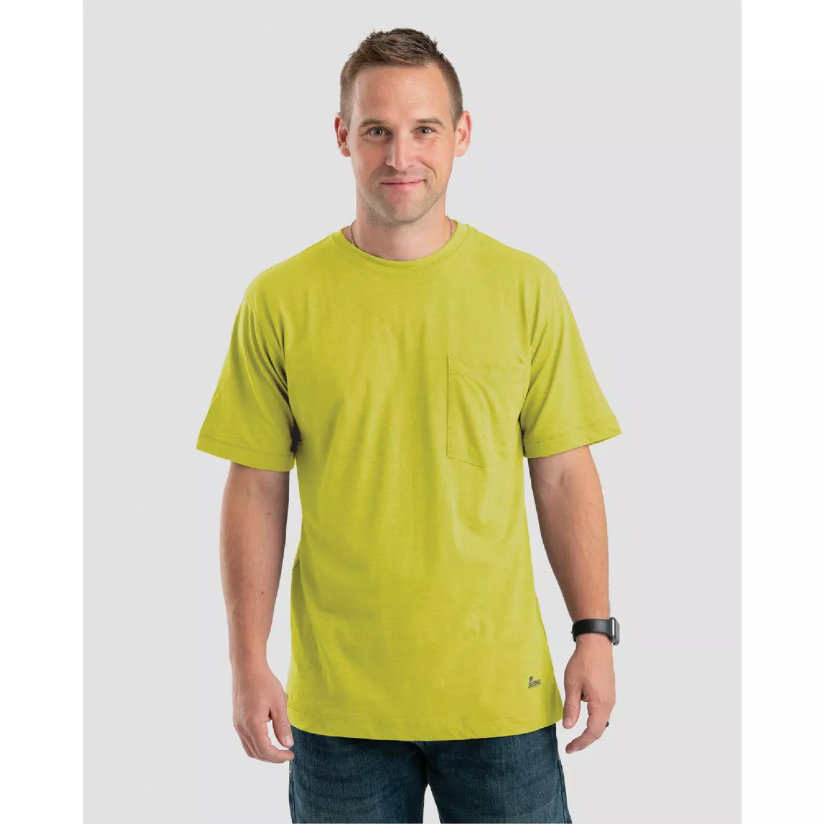 Berne Men's Large Regular Yellow Performance Short Sleeve Pocket T-Shirt