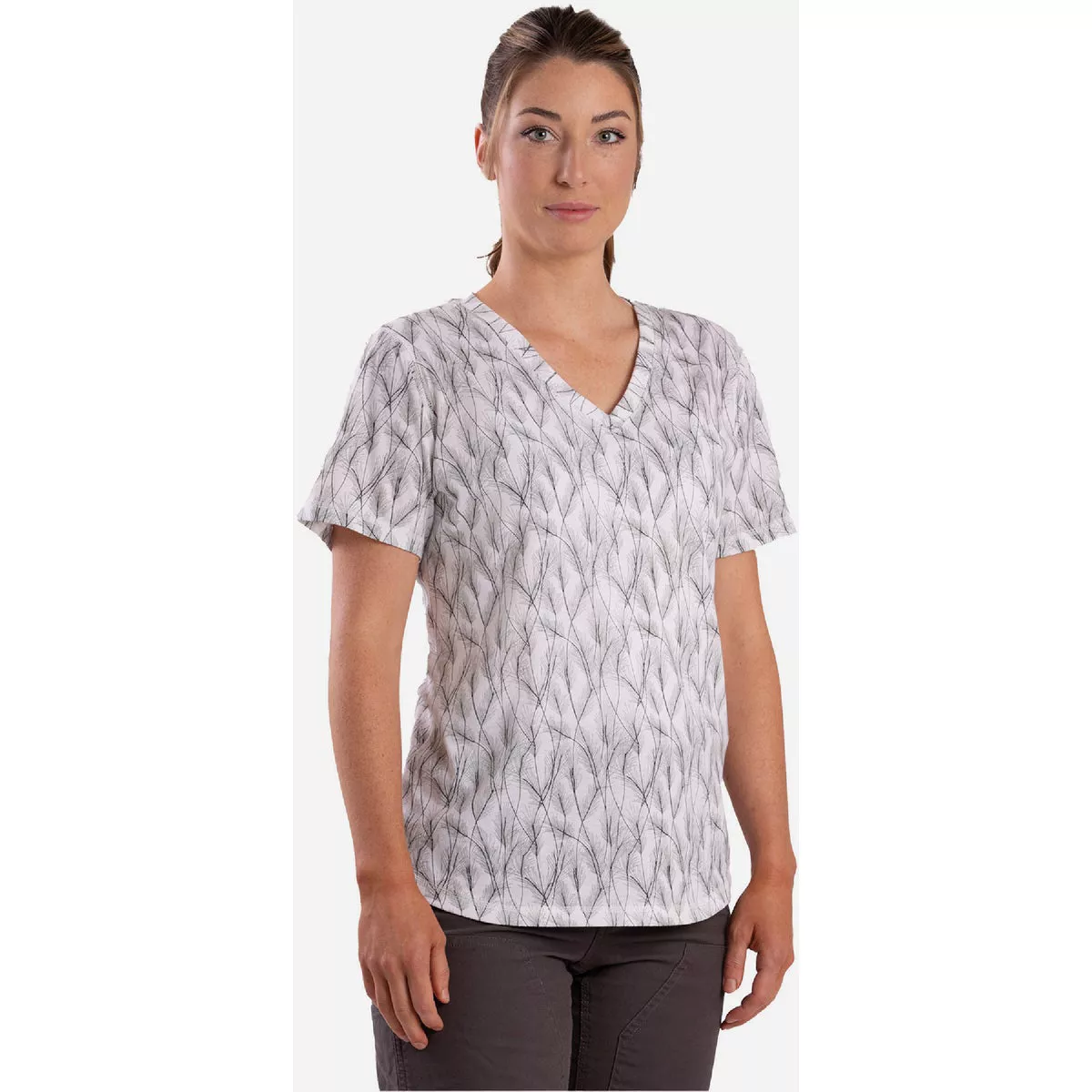 Berne Women's Medium Gray Wheat Print Short Sleeve T-Shirt