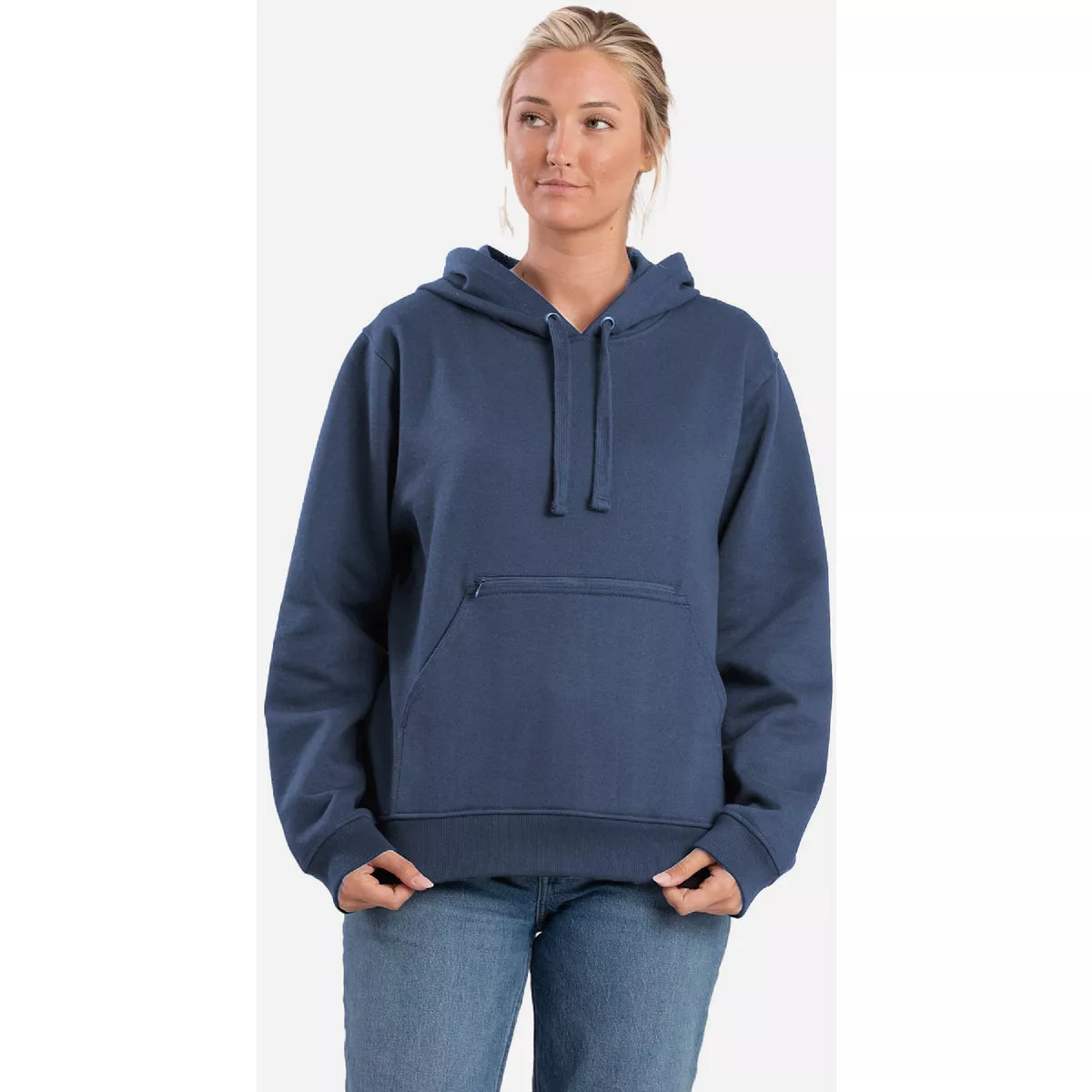Berne Women's 2XL Dusted Navy Hooded Pullover Sweatshirt with Zipper Pocket
