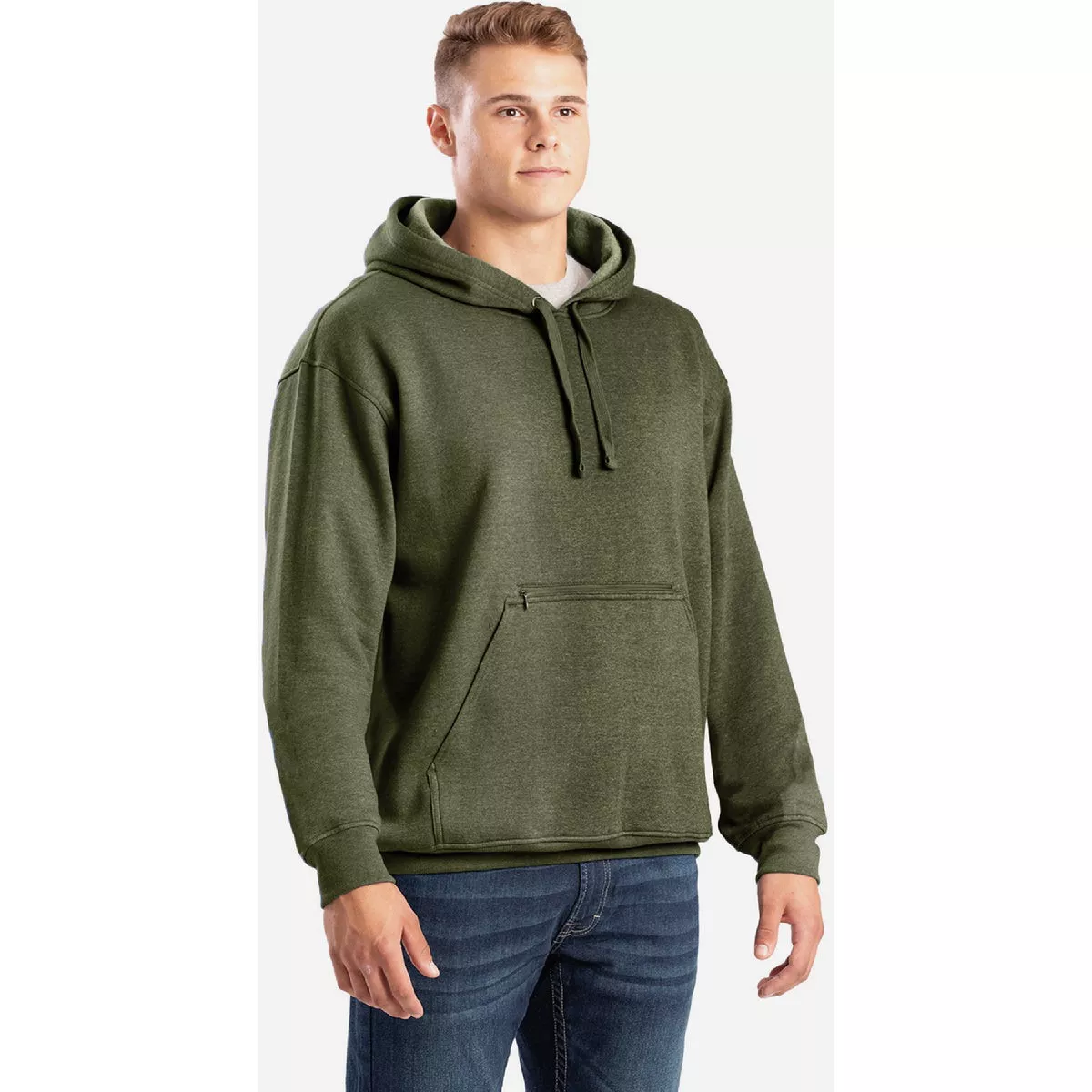 Berne Men's 2XL Cedar Green Hooded Pullover Sweatshirt with Zipper Pocket