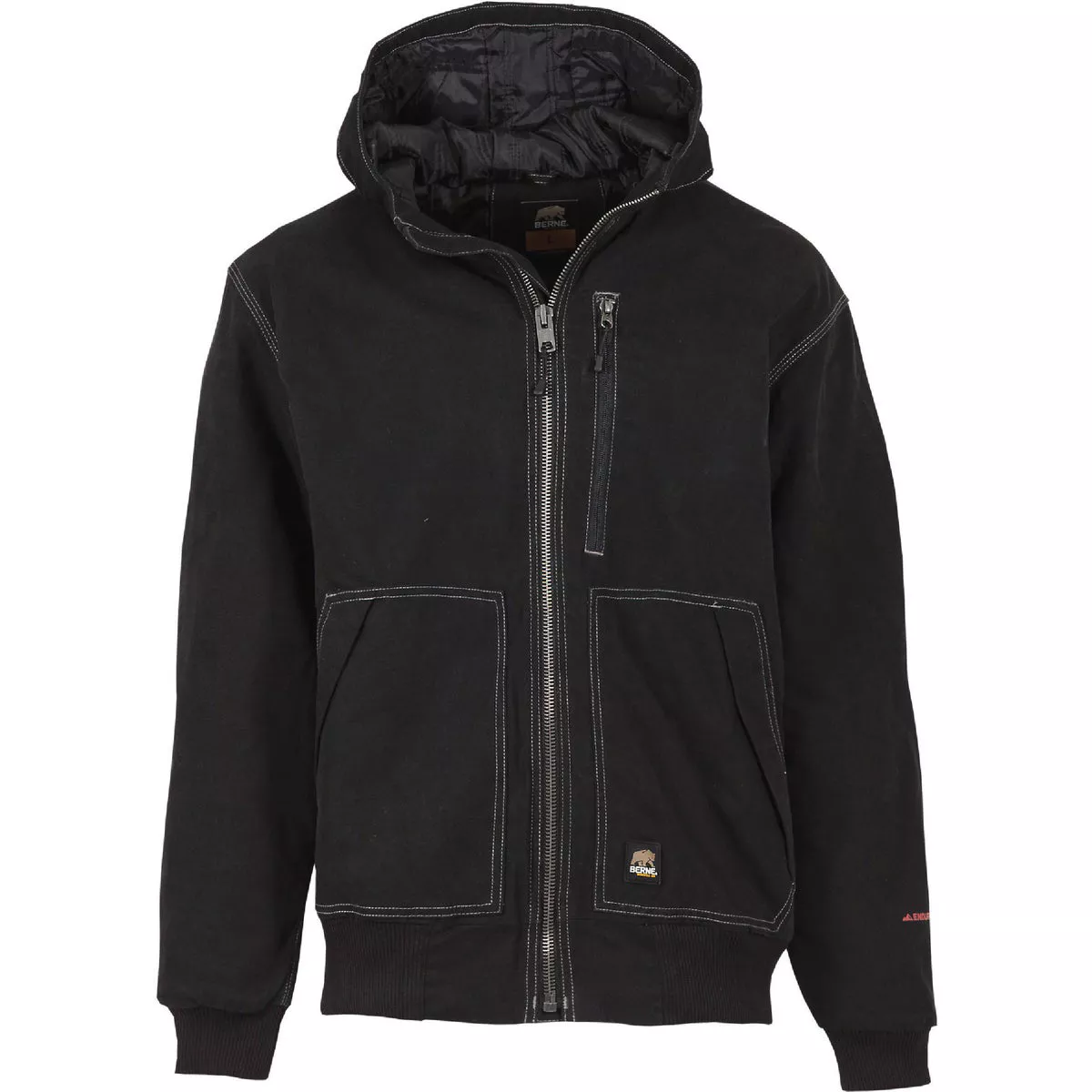 Berne Men's Small Black Heritage Duck Hooded Active Jacket