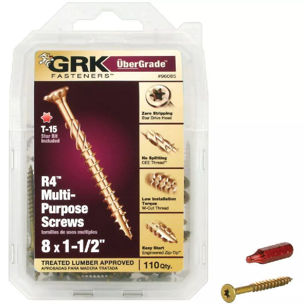 GRK Fasteners R4 8 x 1-1/4 Multi-Purpose Framing & Decking Screw Handy-Pak