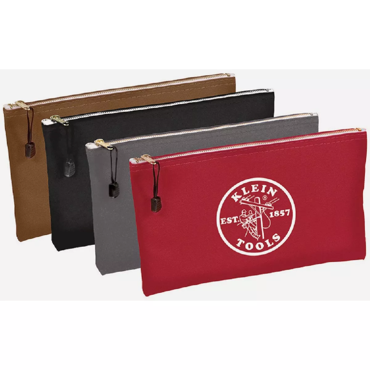 Klein Canavs Zipper Tool Pouches, Brown/Black/Gray/Red (4-Pack)